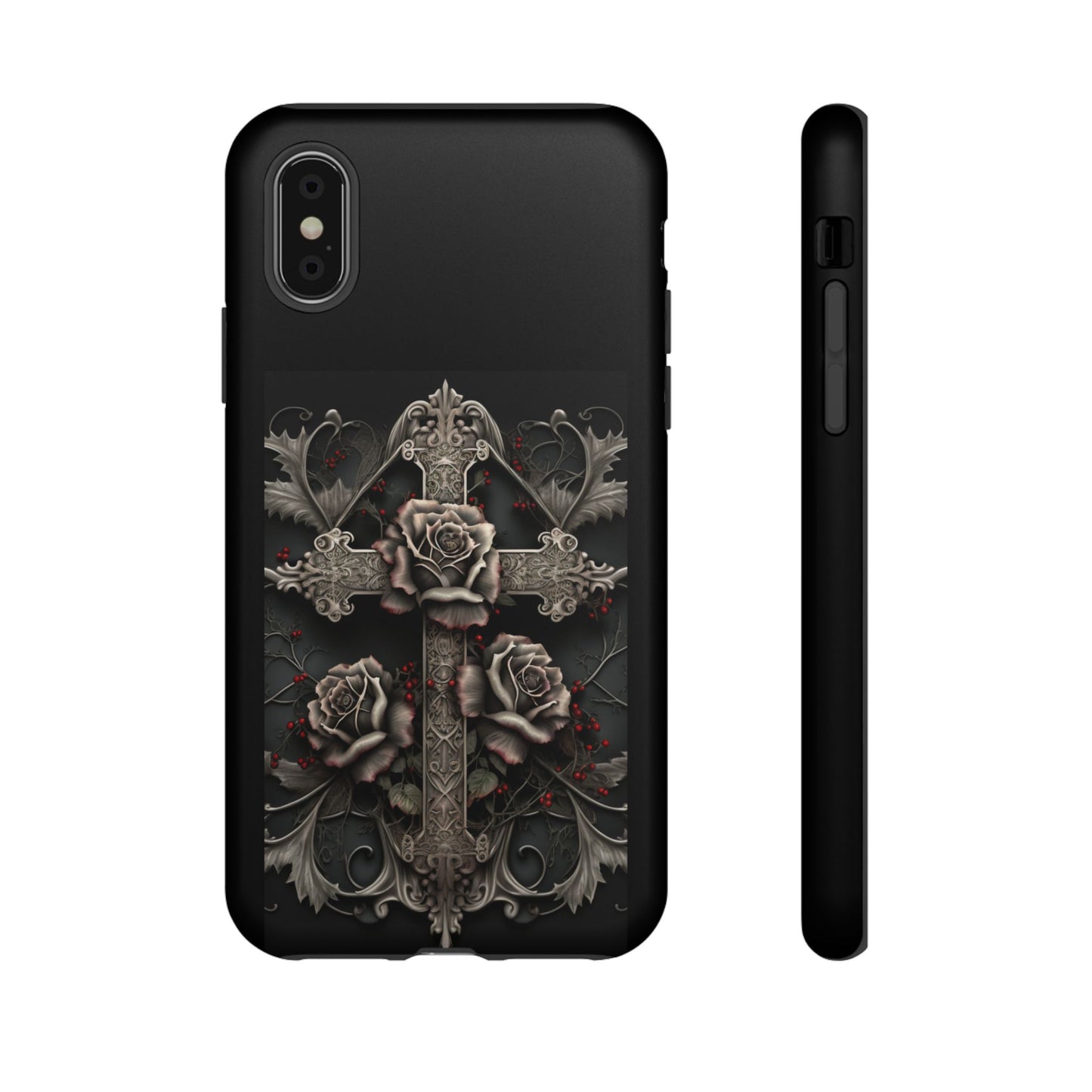 Gothic Elegance Cross Tough iPhone Case – Bold Protection with a Stylish Edge