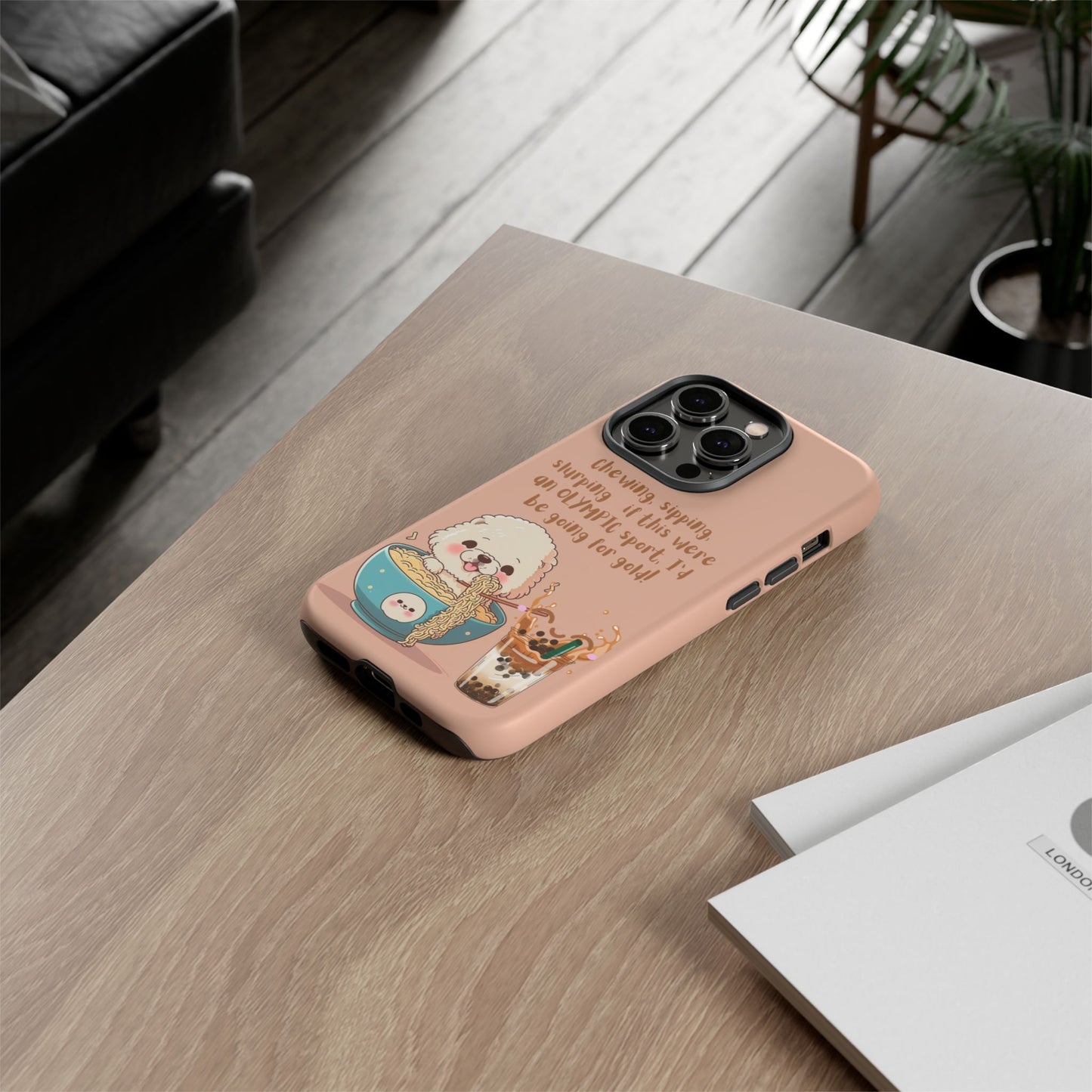 Dog Enjoying Ramen iPhone Tough Case – Cute and Fun Design for iPhone XR to iPhone 16 Pro Max