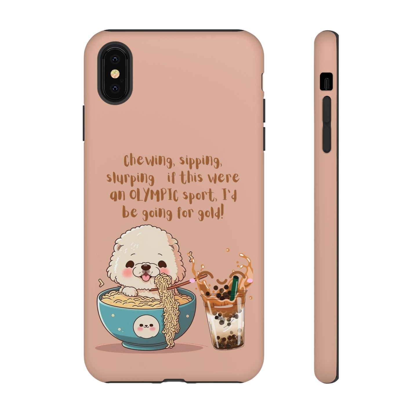Dog Enjoying Ramen iPhone Tough Case – Cute and Fun Design for iPhone XR to iPhone 16 Pro Max