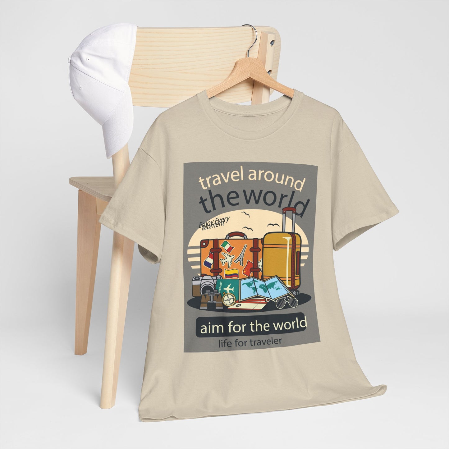 Travel Around The World - Unisex Heavy Cotton Tee