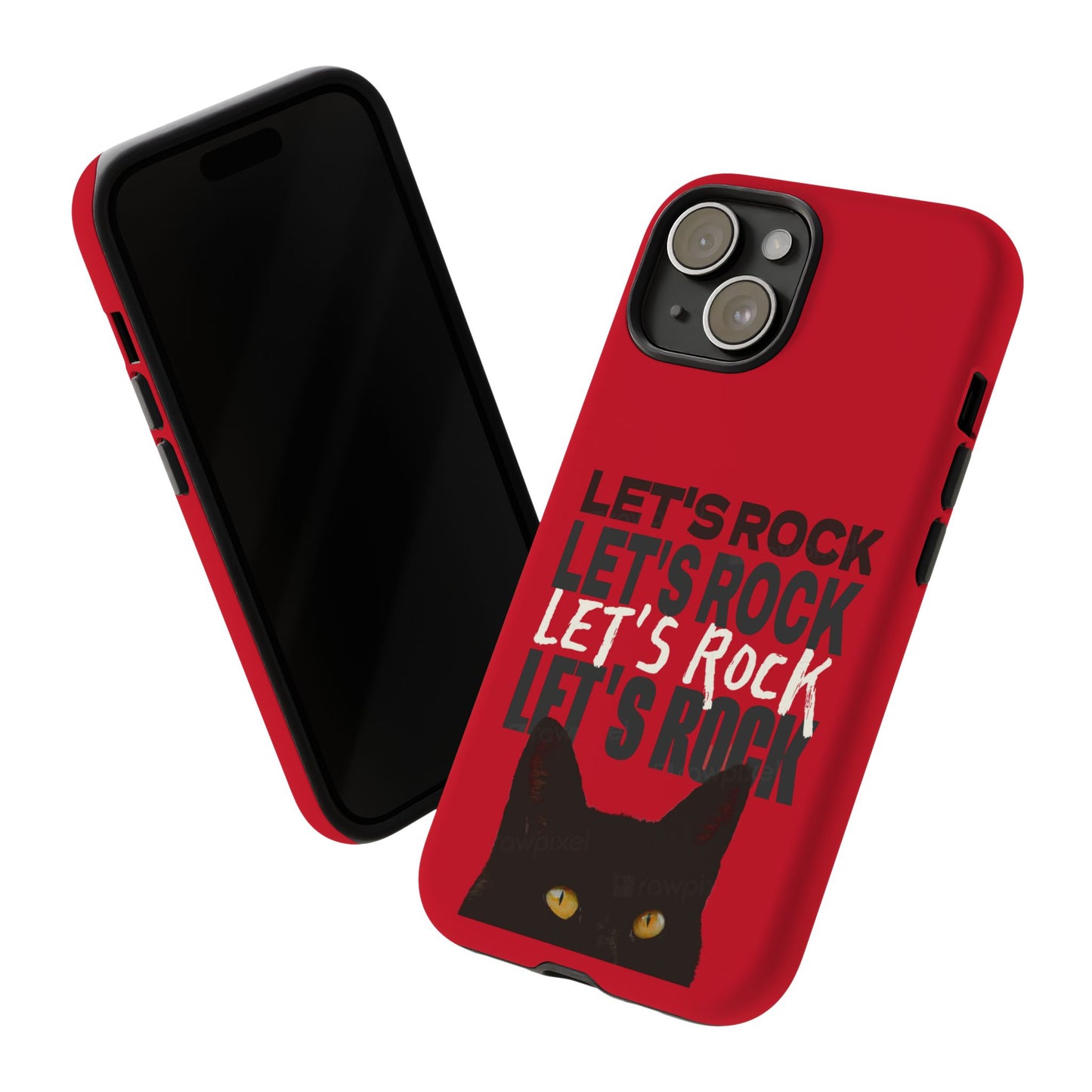 Black Cat Let's Rock Tough iPhone Case
