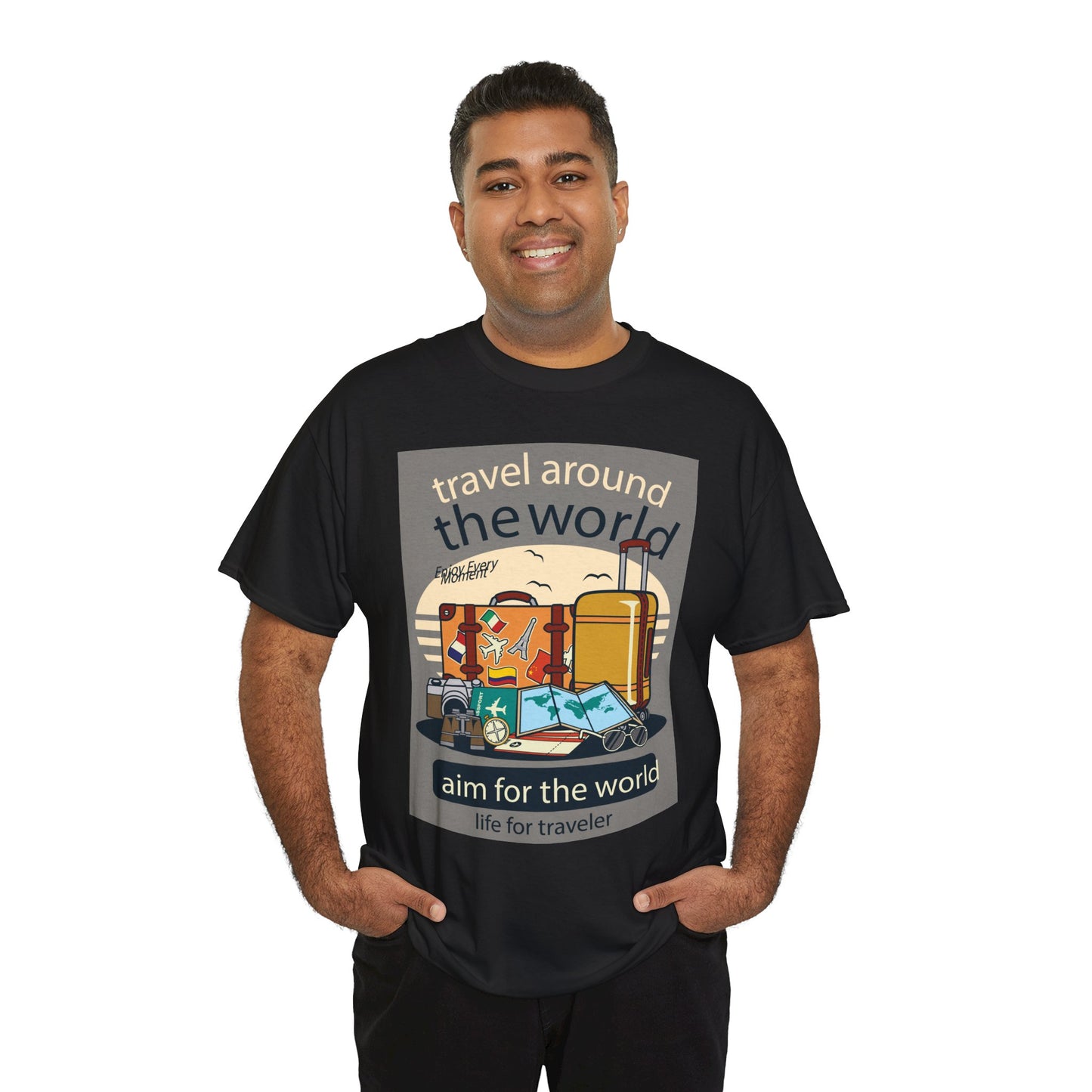 Travel Around The World - Unisex Heavy Cotton Tee