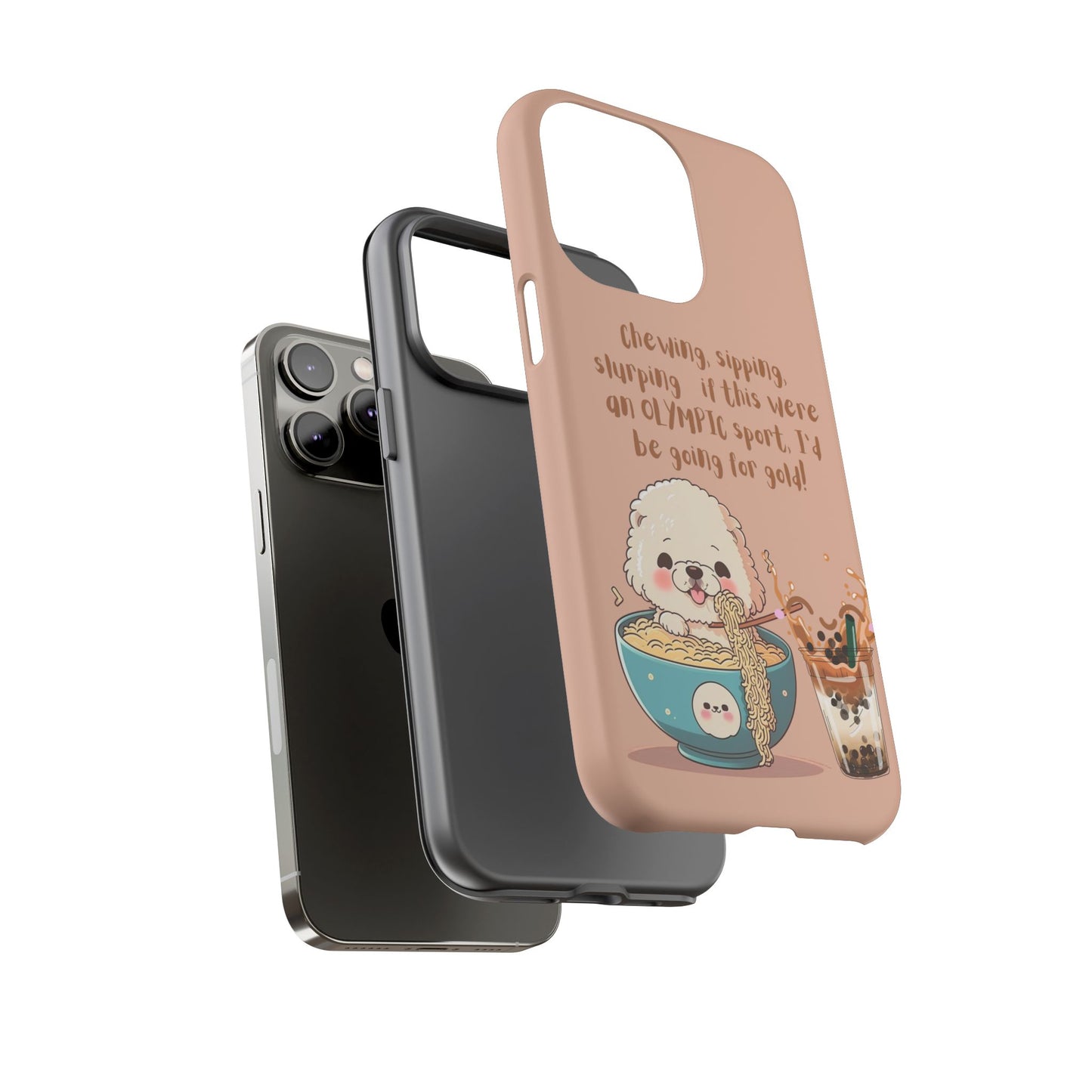 Dog Enjoying Ramen iPhone Tough Case – Cute and Fun Design for iPhone XR to iPhone 16 Pro Max