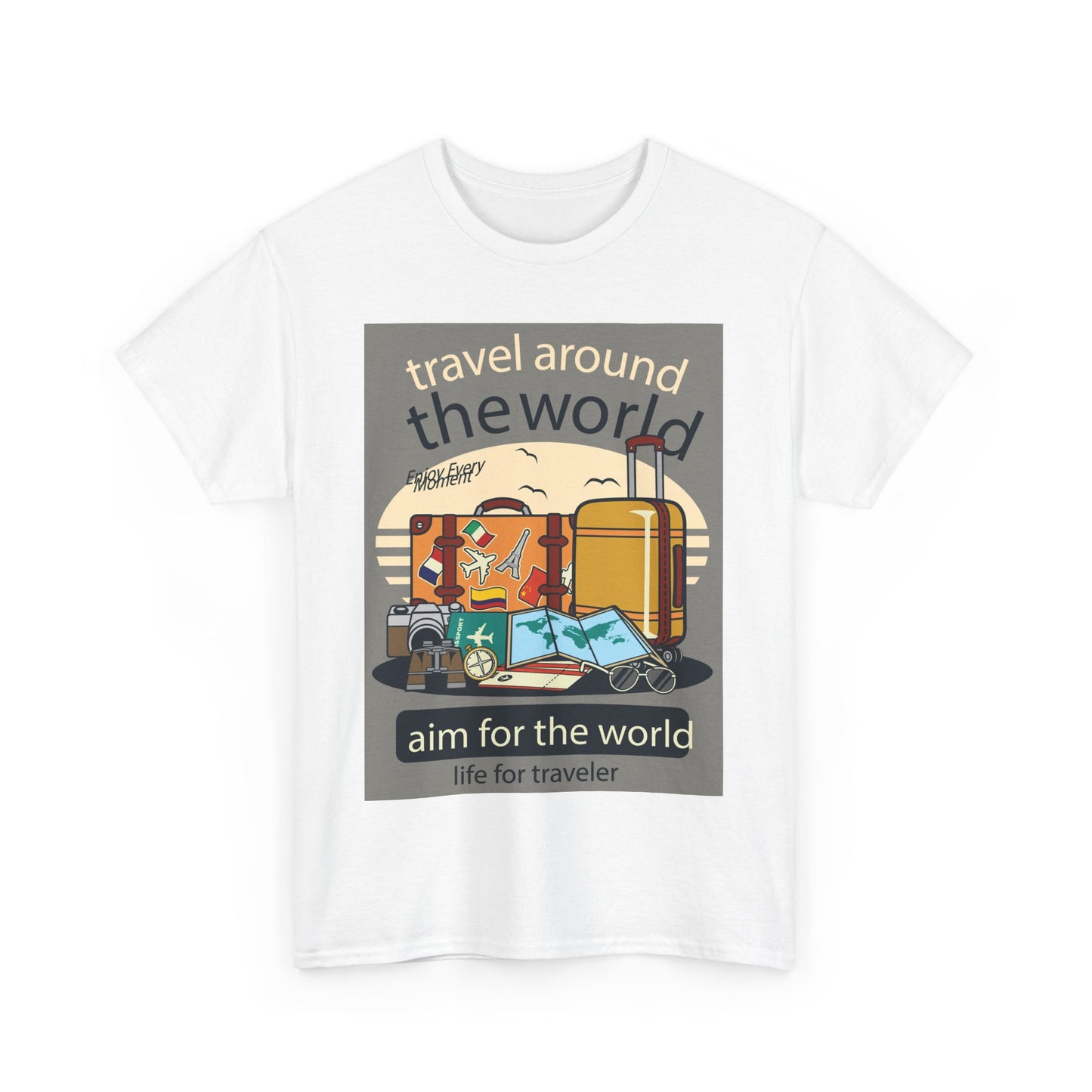 Travel Around The World - Unisex Heavy Cotton Tee
