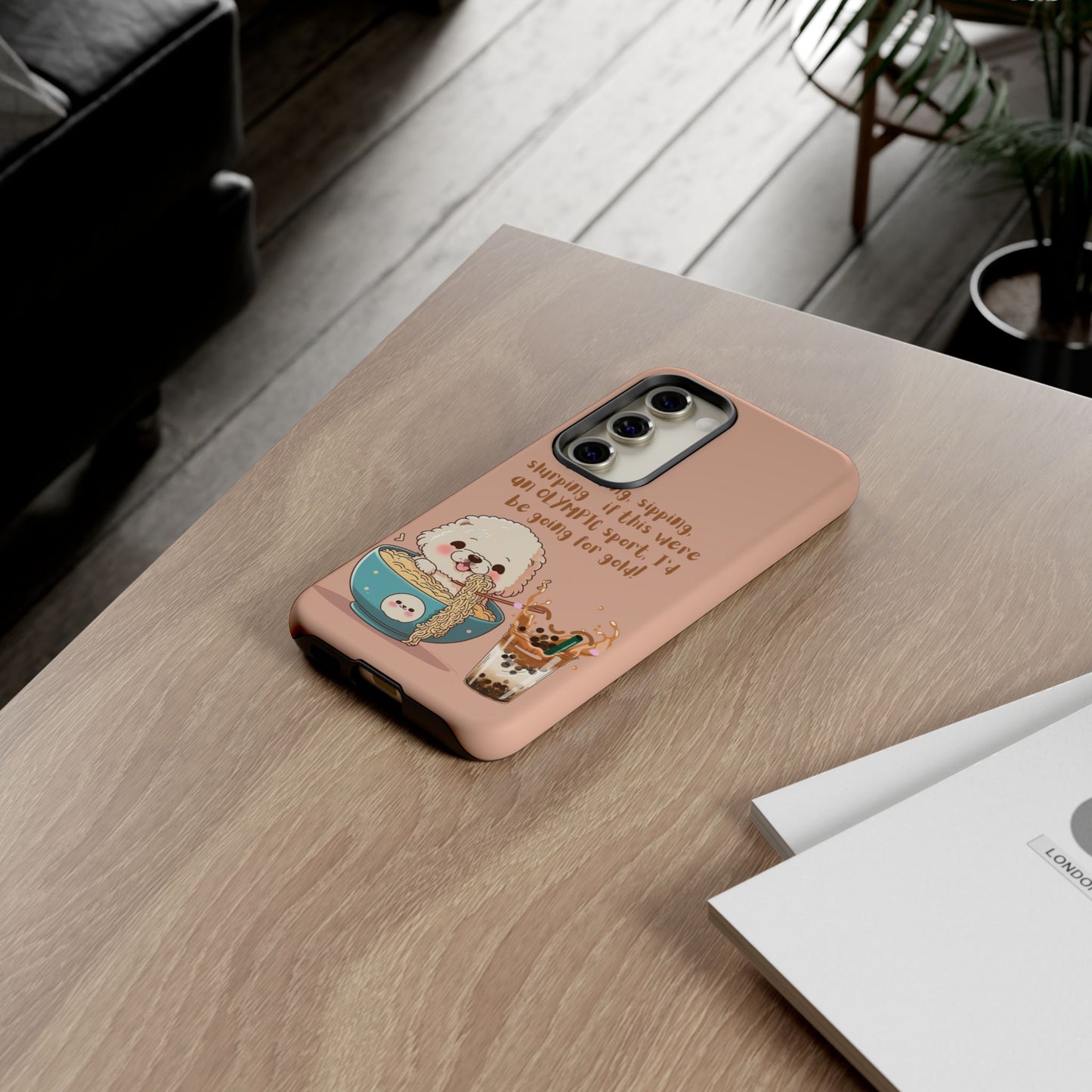Dog Enjoying Ramen iPhone Tough Case – Cute and Fun Design for iPhone XR to iPhone 16 Pro Max