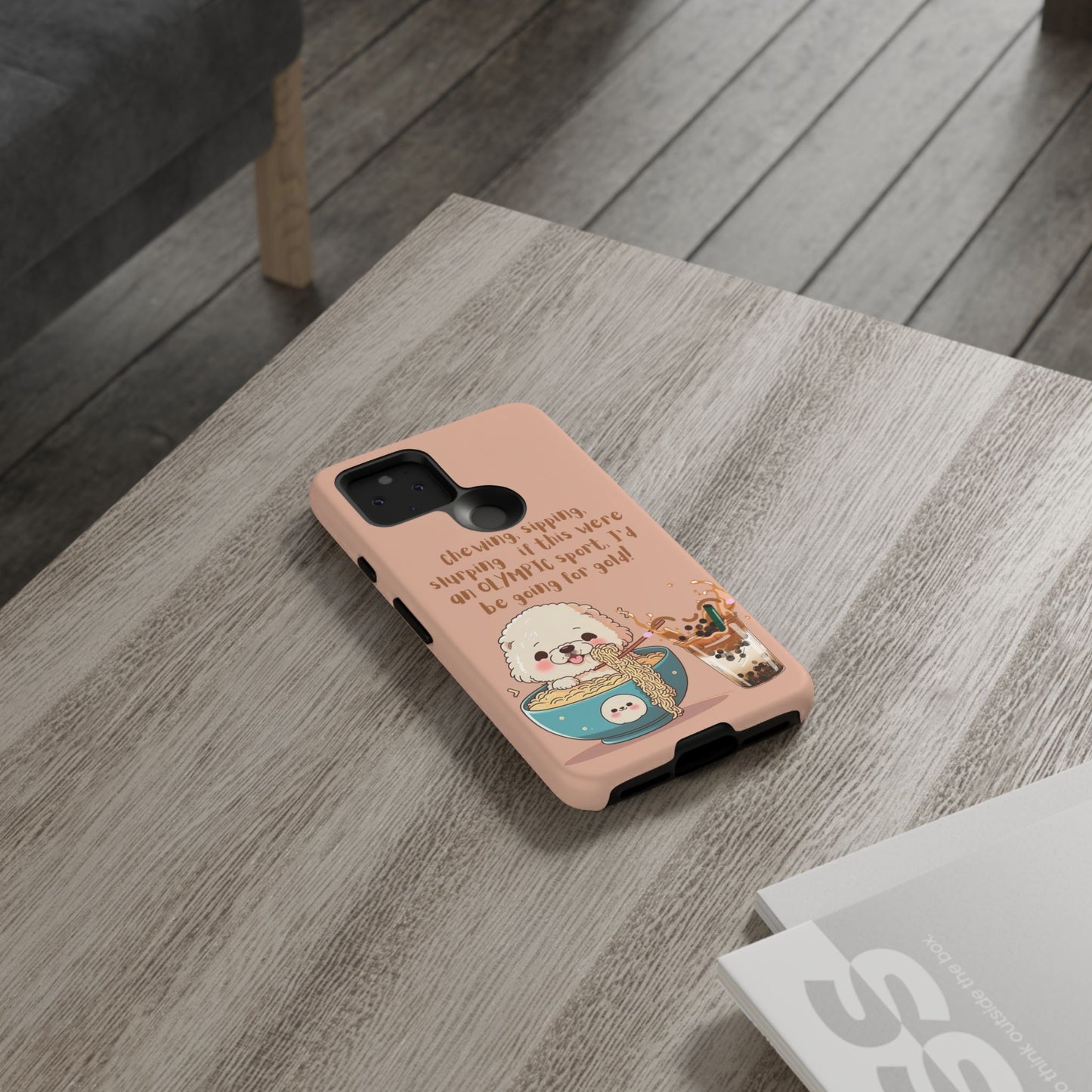 Dog Enjoying Ramen iPhone Tough Case – Cute and Fun Design for iPhone XR to iPhone 16 Pro Max