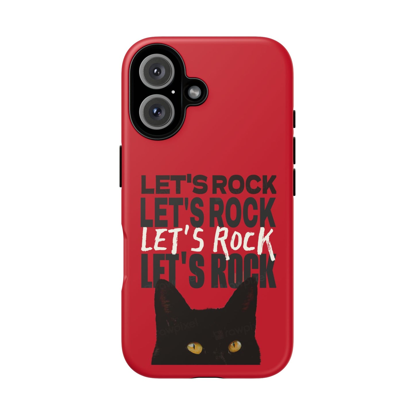 Black Cat Let's Rock Tough iPhone Case