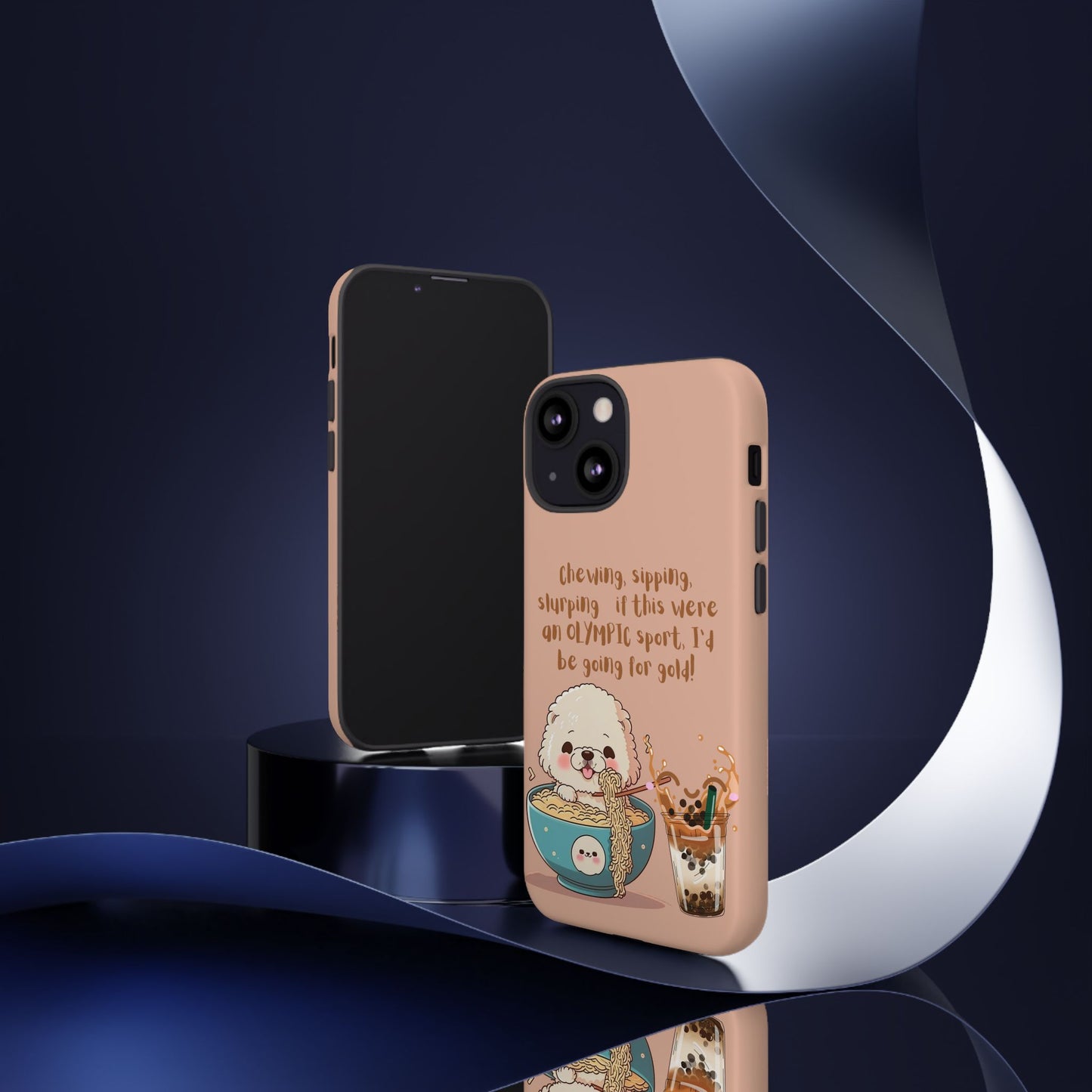 Dog Enjoying Ramen iPhone Tough Case – Cute and Fun Design for iPhone XR to iPhone 16 Pro Max