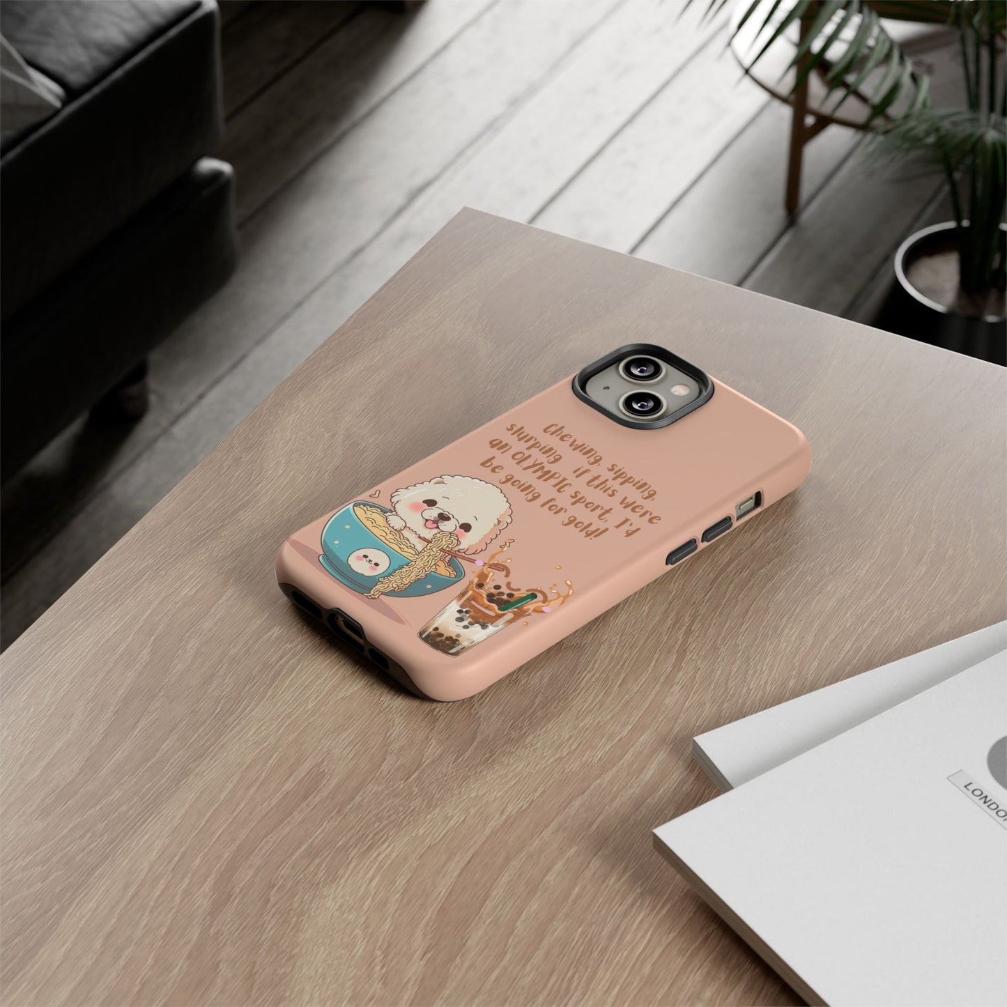 Dog Enjoying Ramen iPhone Tough Case – Cute and Fun Design for iPhone XR to iPhone 16 Pro Max