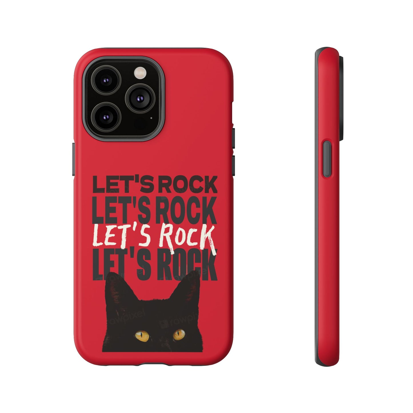 Black Cat Let's Rock Tough iPhone Case