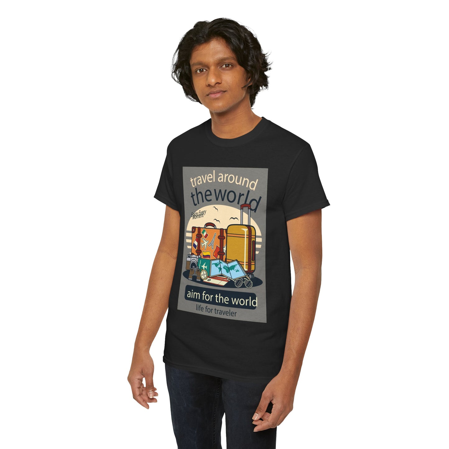 Travel Around The World - Unisex Heavy Cotton Tee