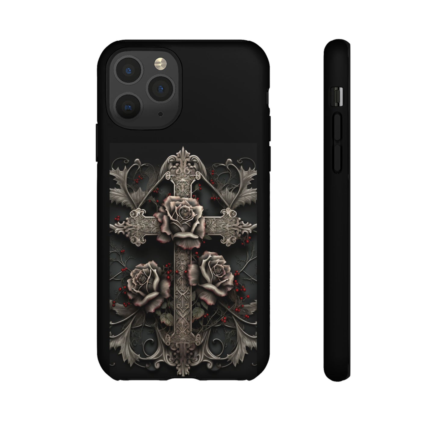 Gothic Elegance Cross Tough iPhone Case – Bold Protection with a Stylish Edge