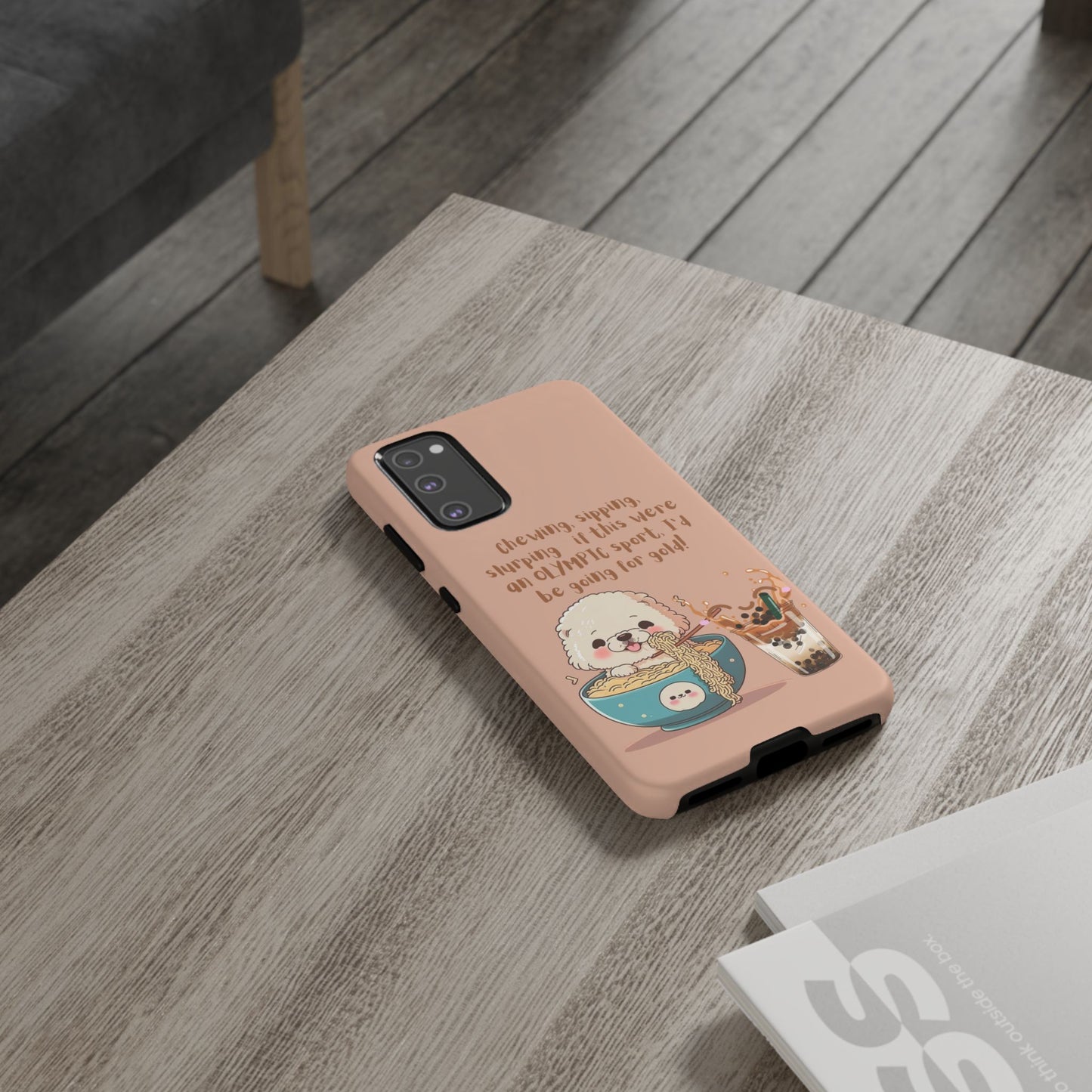 Dog Enjoying Ramen iPhone Tough Case – Cute and Fun Design for iPhone XR to iPhone 16 Pro Max