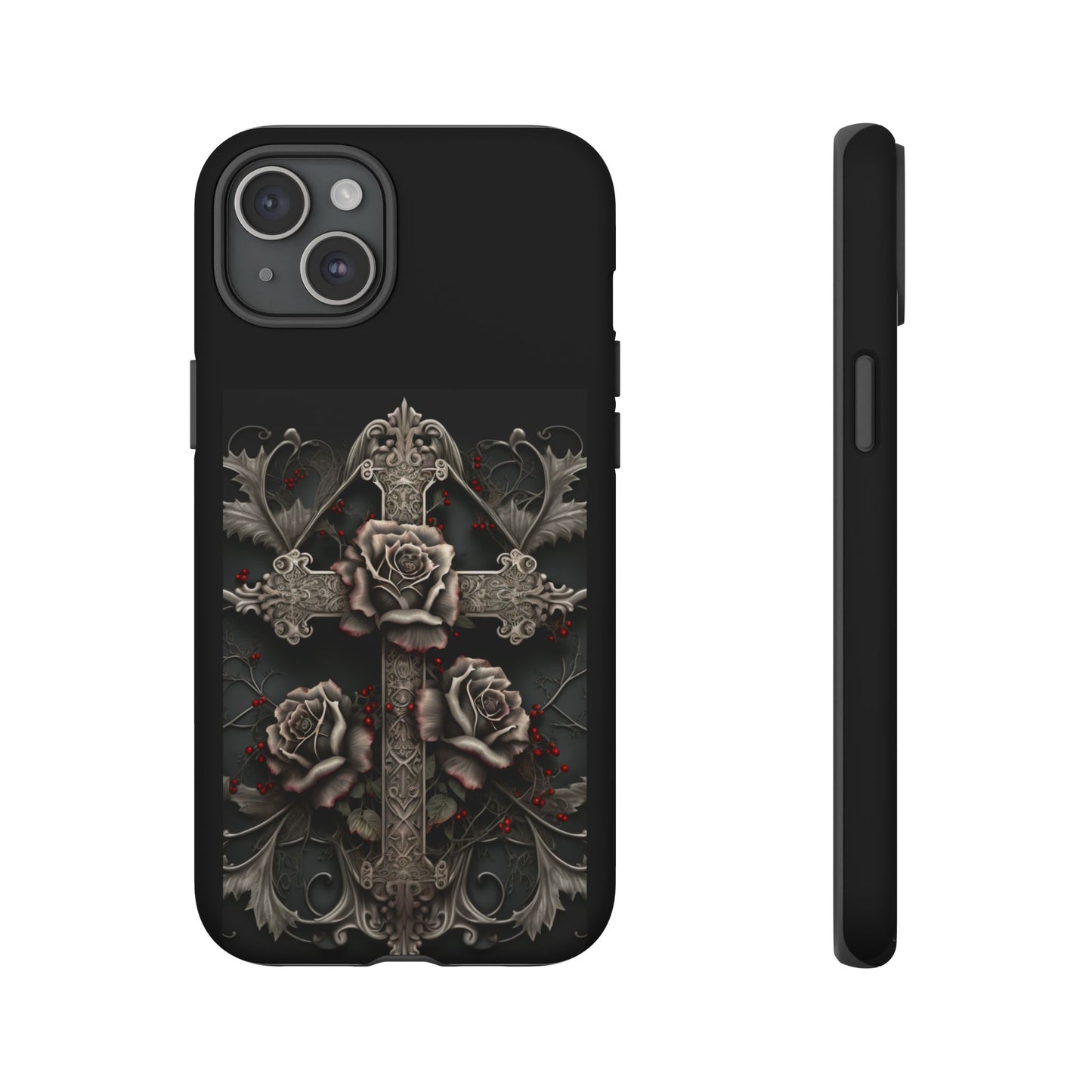 Gothic Elegance Cross Tough iPhone Case – Bold Protection with a Stylish Edge
