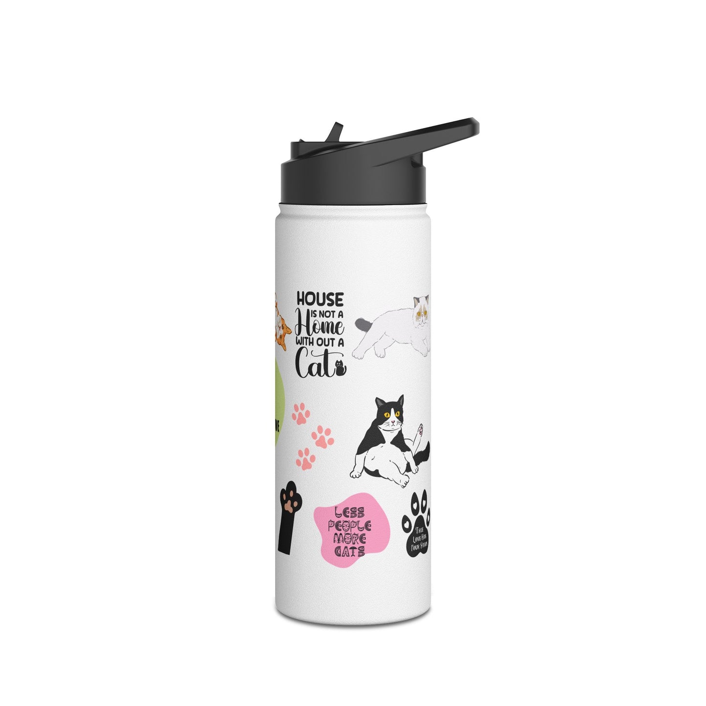Feline Family Warm Whiskers & Words of Love - Stainless Steel Water Bottle