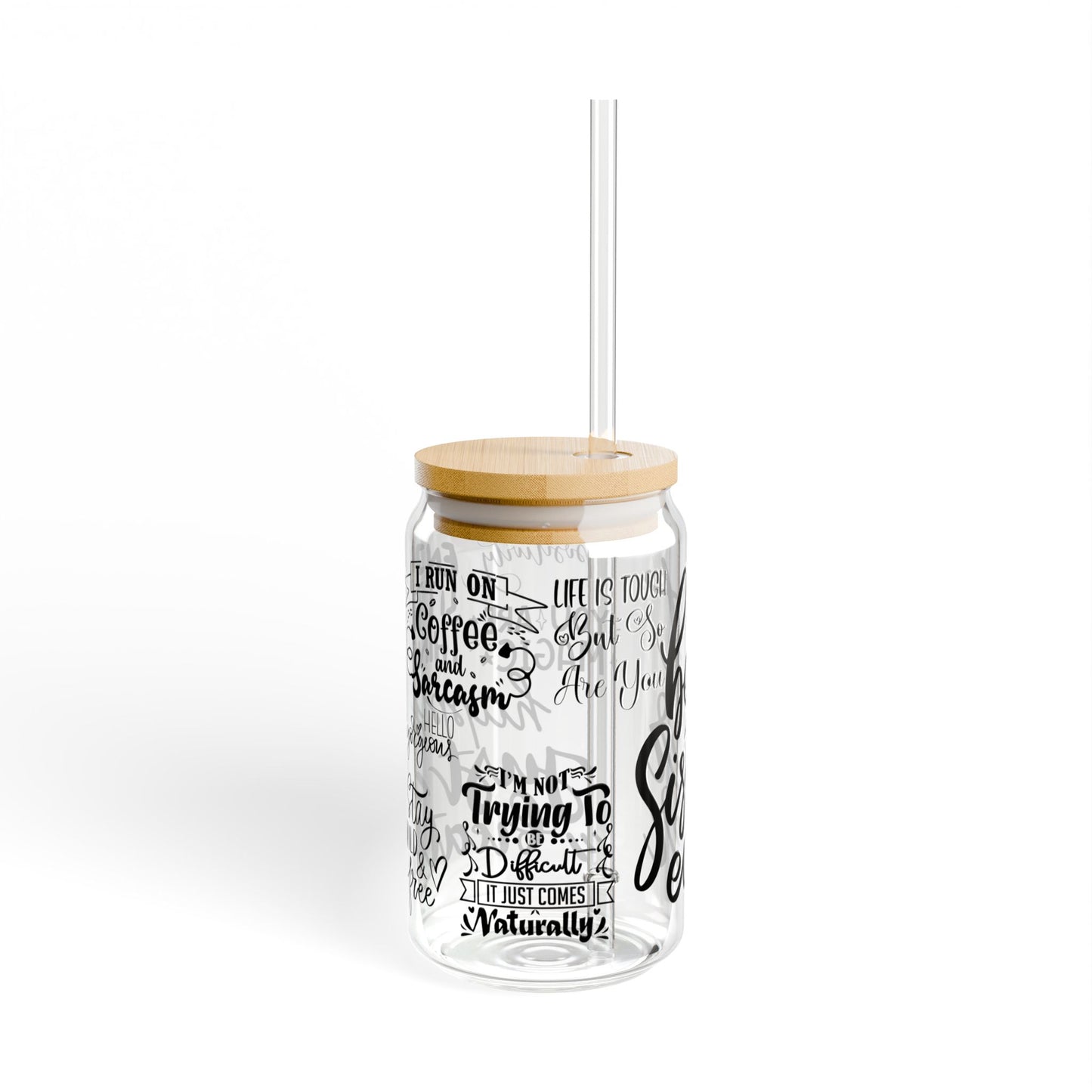 Best Sister Ever Glass Sipper Cup 16oz (473ml) / Heartfelt Drinkware / Gifts for Her with Lid & Straw