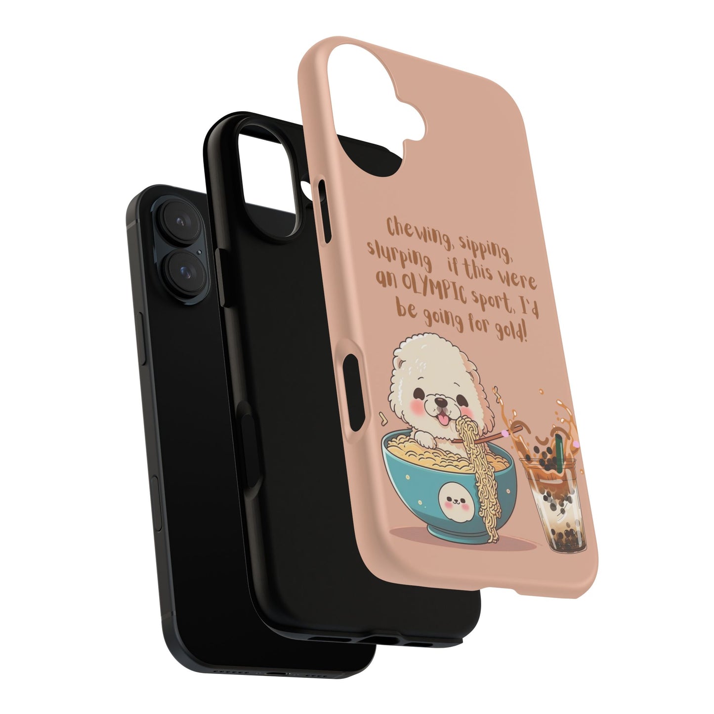 Dog Enjoying Ramen iPhone Tough Case – Cute and Fun Design for iPhone XR to iPhone 16 Pro Max