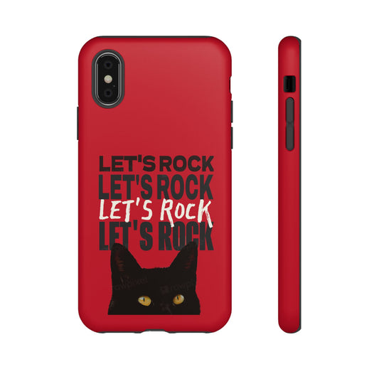 Black Cat Let's Rock Tough iPhone Case