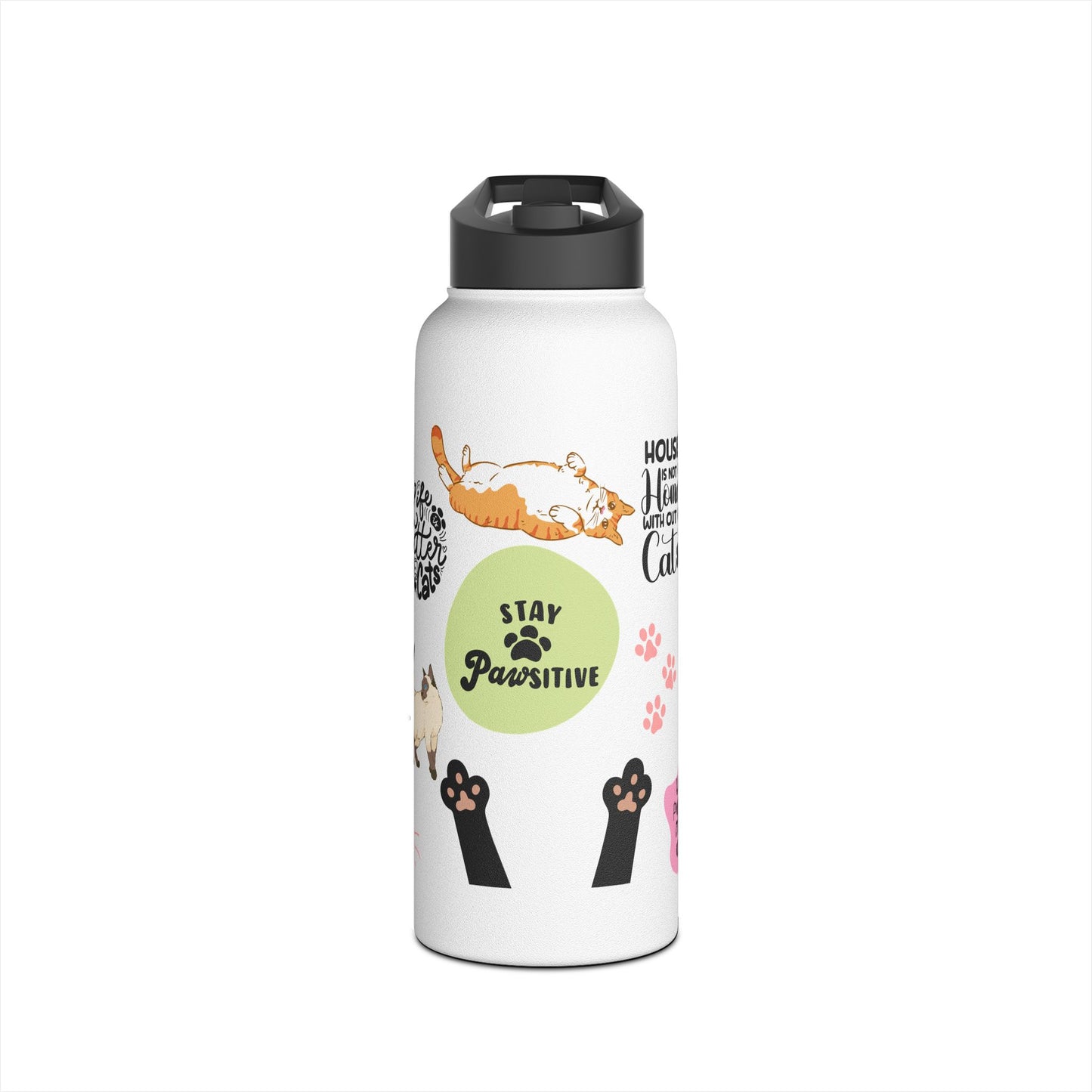 Feline Family Warm Whiskers & Words of Love - Stainless Steel Water Bottle