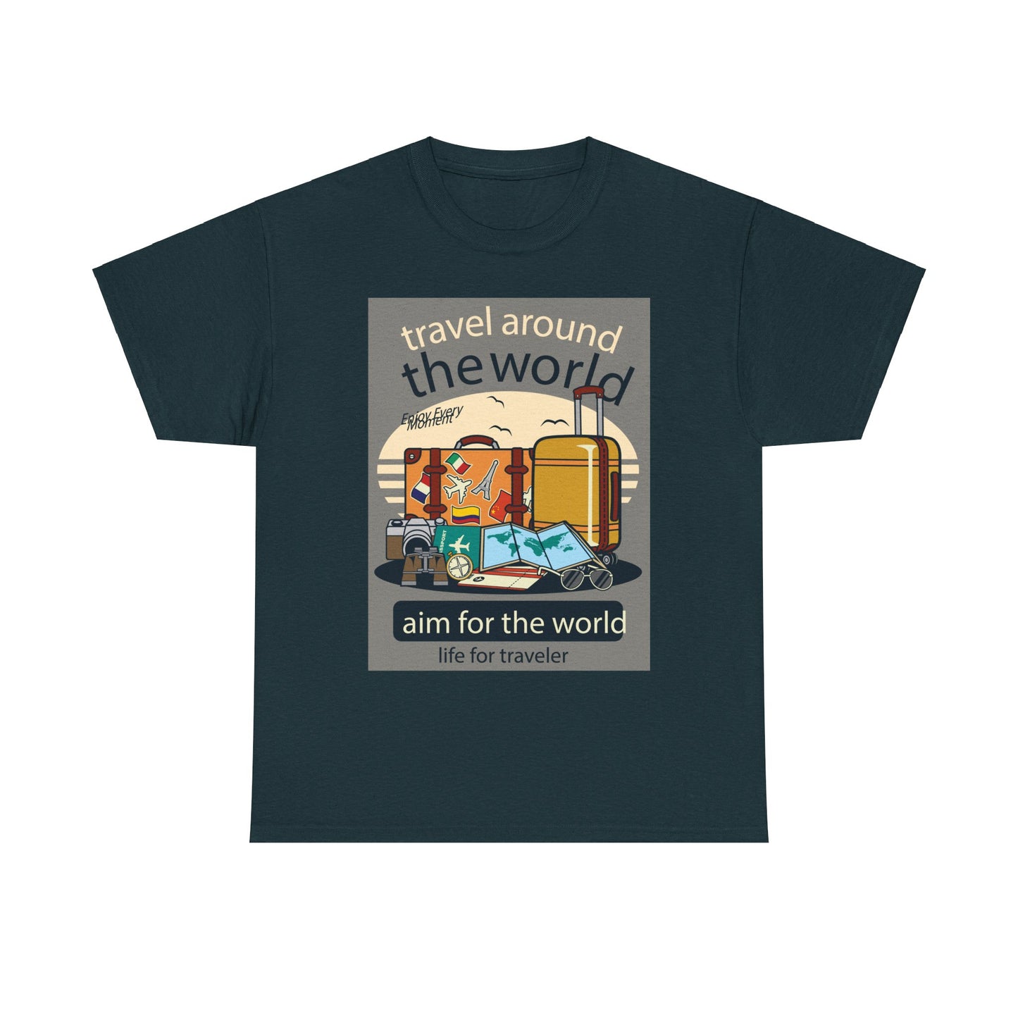 Travel Around The World - Unisex Heavy Cotton Tee