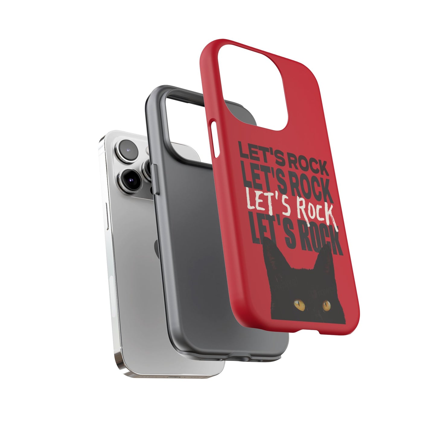 Black Cat Let's Rock Tough iPhone Case