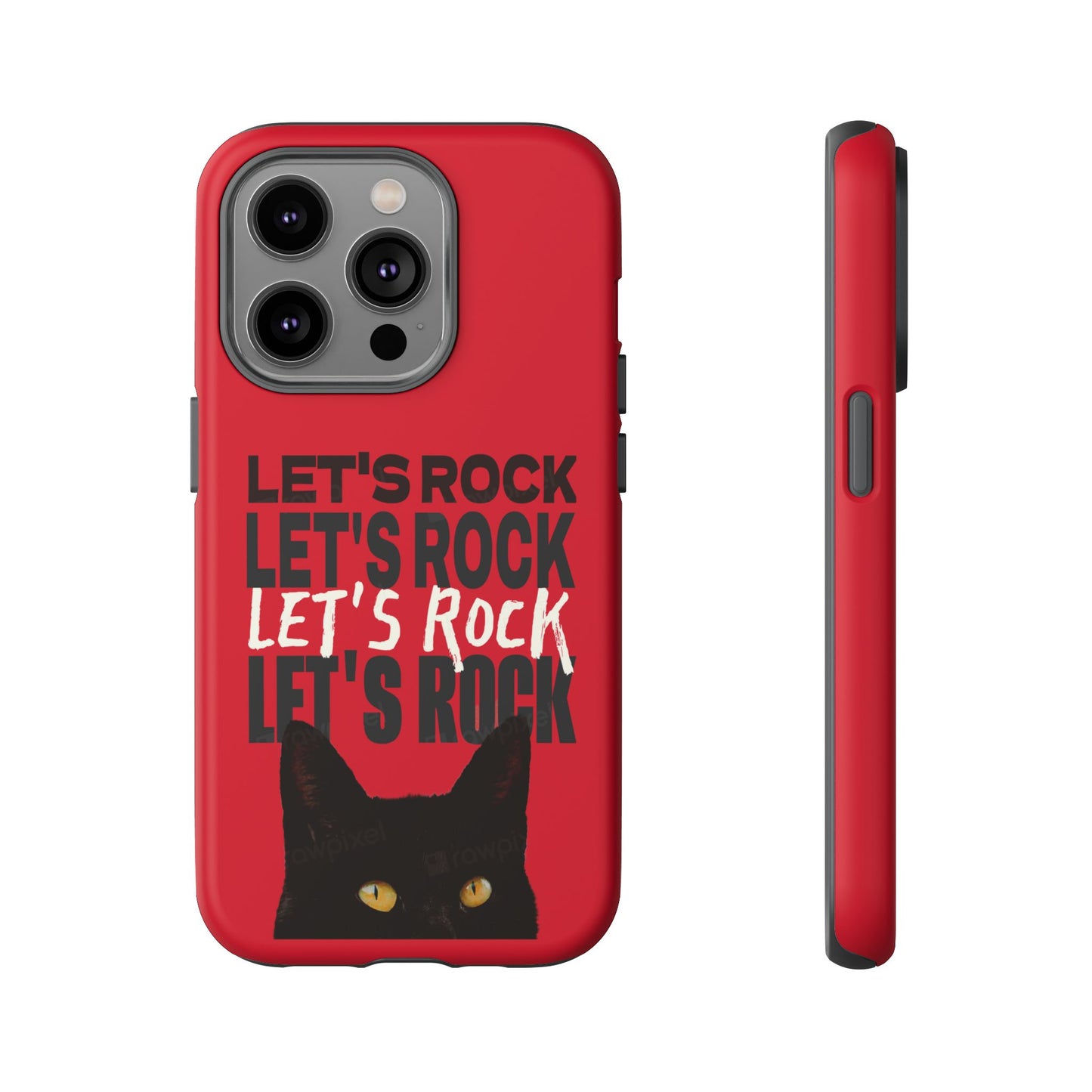 Black Cat Let's Rock Tough iPhone Case