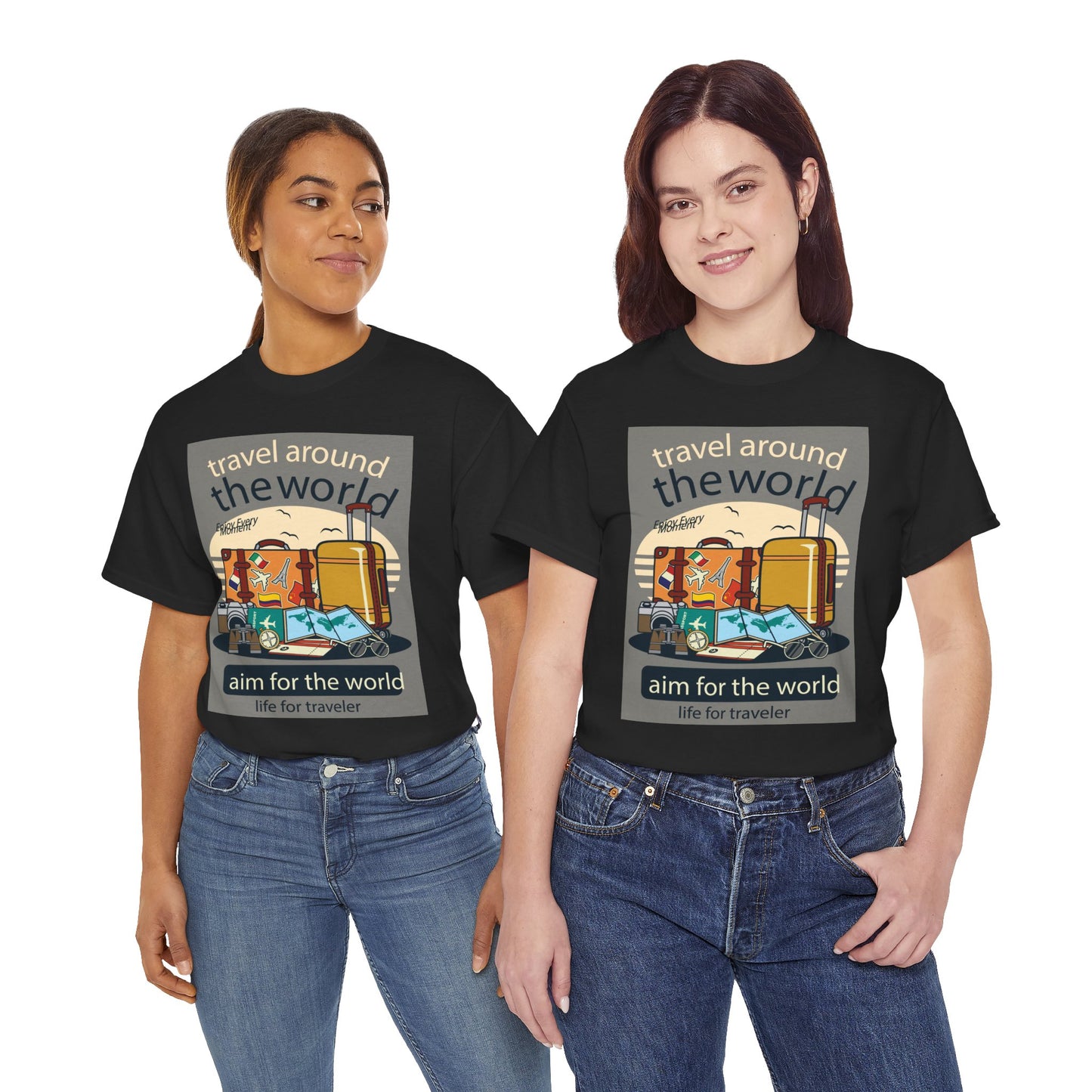 Travel Around The World - Unisex Heavy Cotton Tee