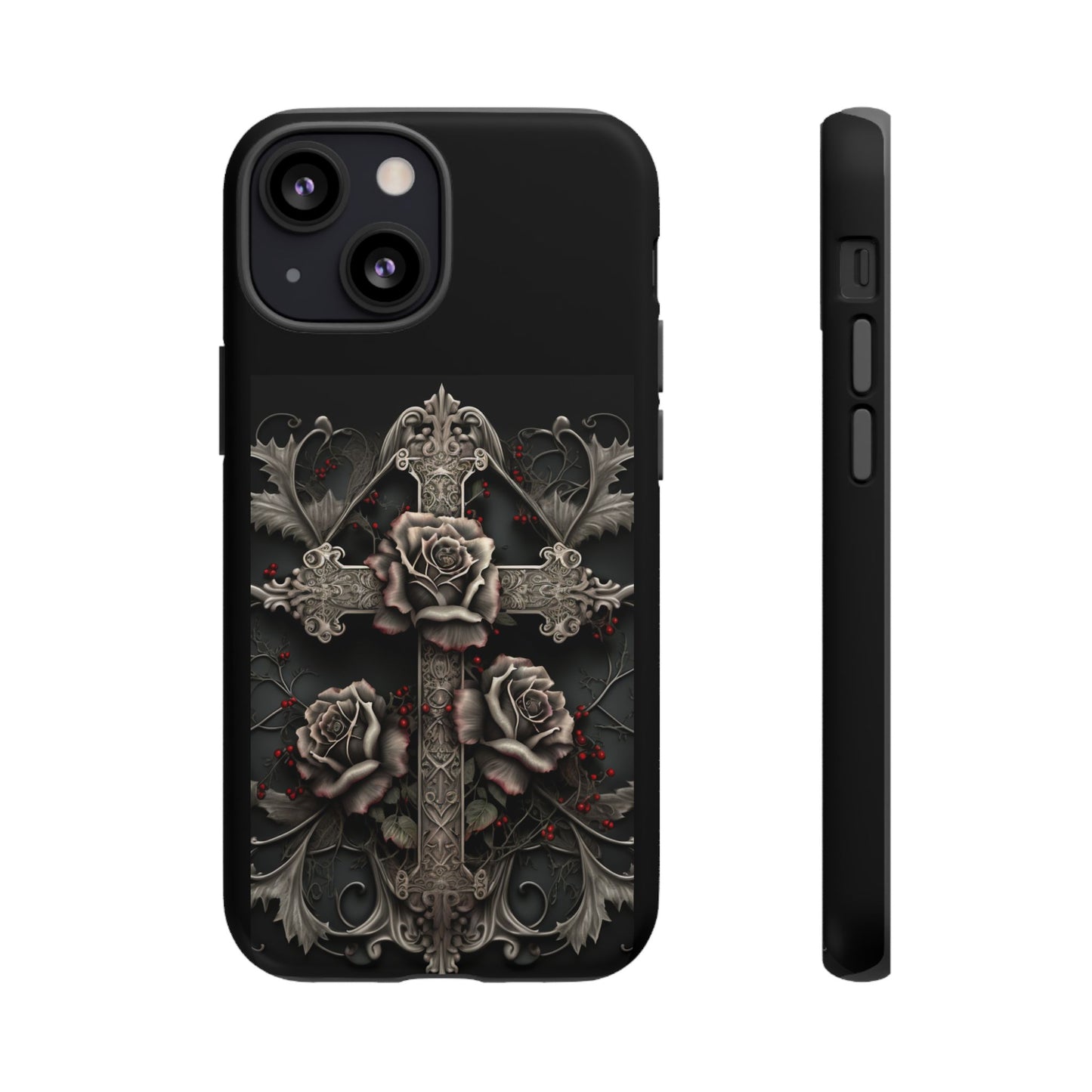 Gothic Elegance Cross Tough iPhone Case – Bold Protection with a Stylish Edge