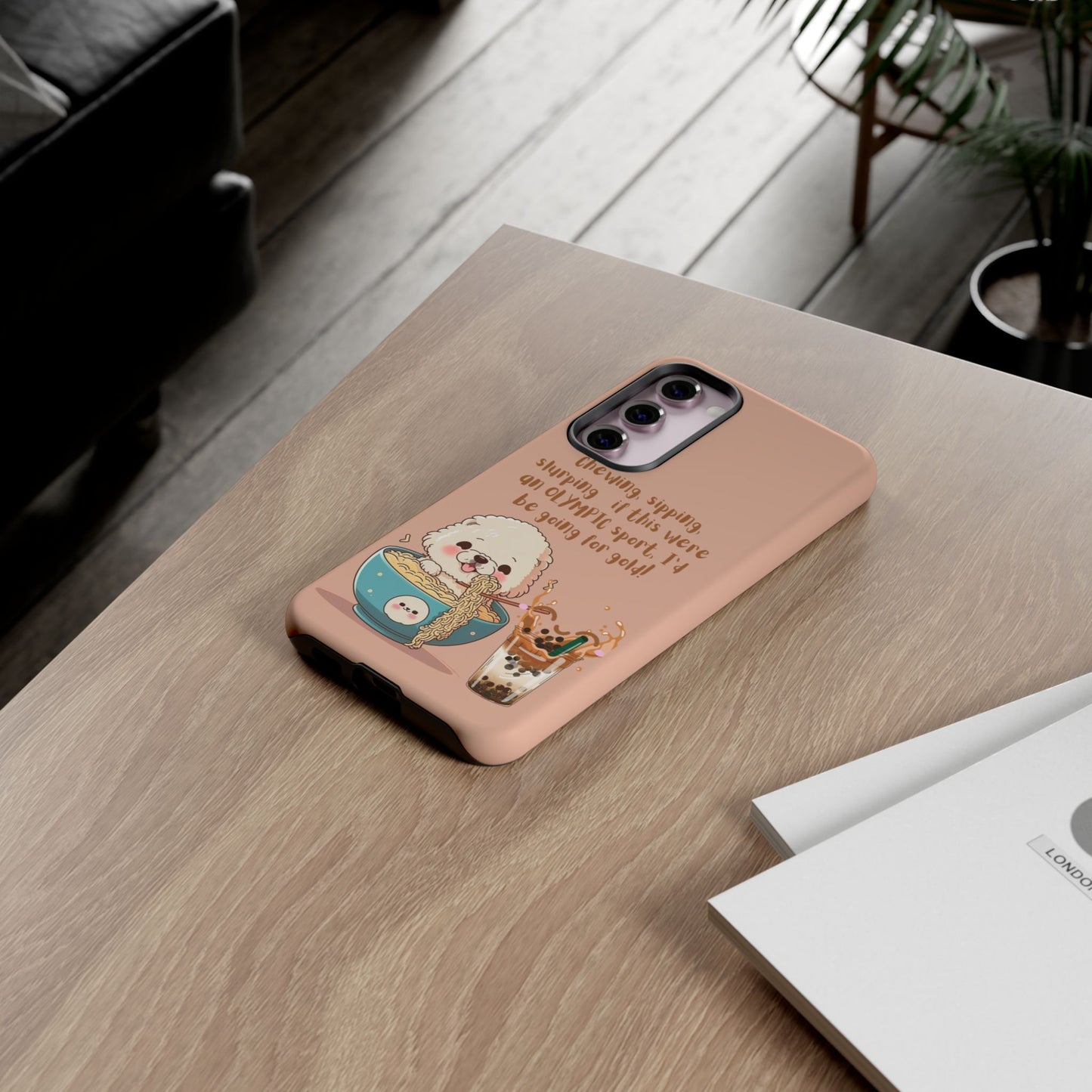 Dog Enjoying Ramen iPhone Tough Case – Cute and Fun Design for iPhone XR to iPhone 16 Pro Max