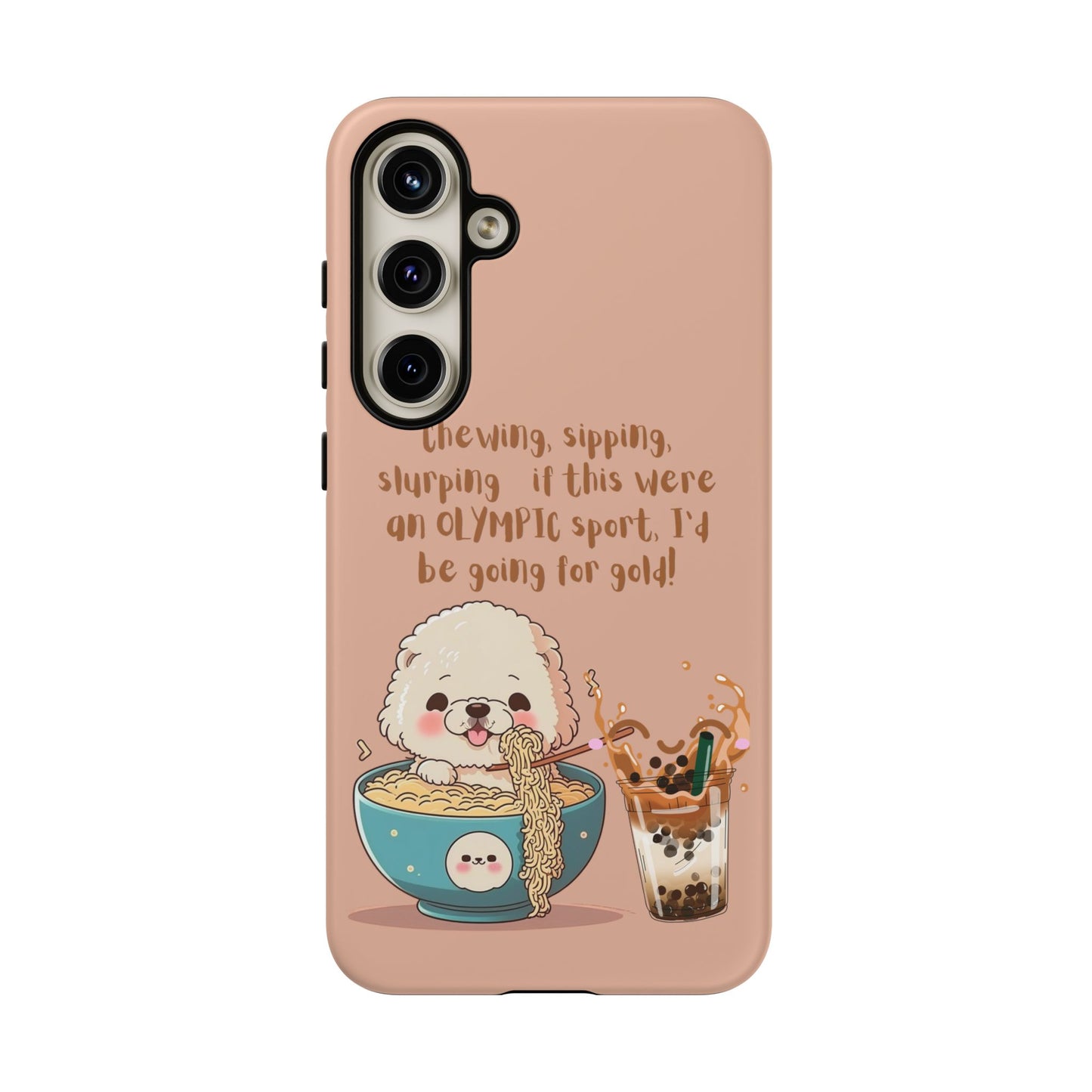 Dog Enjoying Ramen iPhone Tough Case – Cute and Fun Design for iPhone XR to iPhone 16 Pro Max