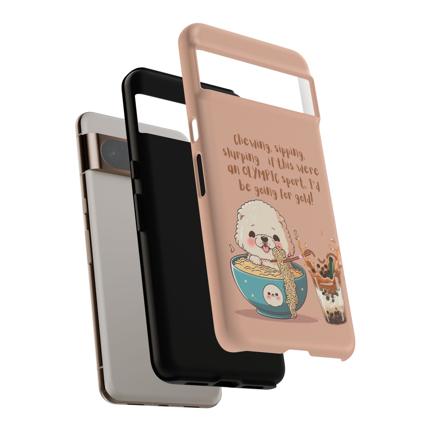 Dog Enjoying Ramen iPhone Tough Case – Cute and Fun Design for iPhone XR to iPhone 16 Pro Max