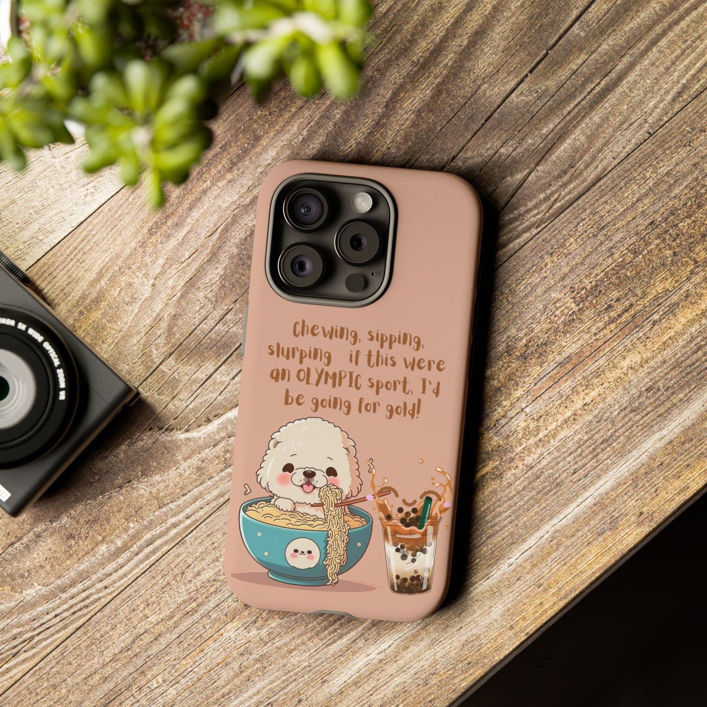Dog Enjoying Ramen iPhone Tough Case – Cute and Fun Design for iPhone XR to iPhone 16 Pro Max