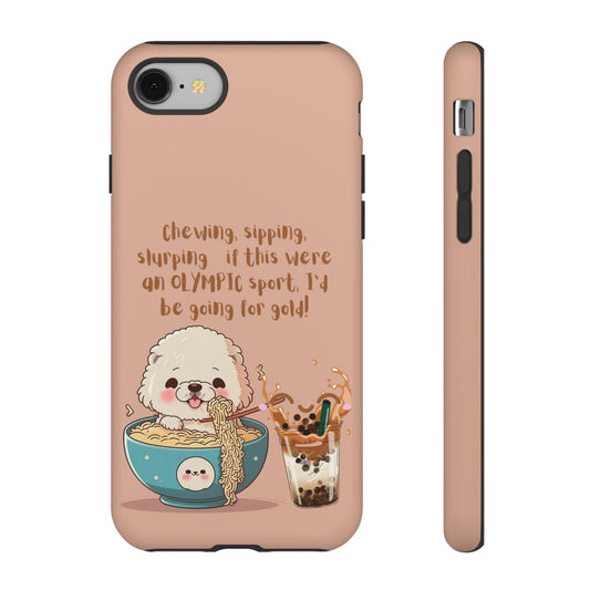 Dog Enjoying Ramen iPhone Tough Case – Cute and Fun Design for iPhone XR to iPhone 16 Pro Max