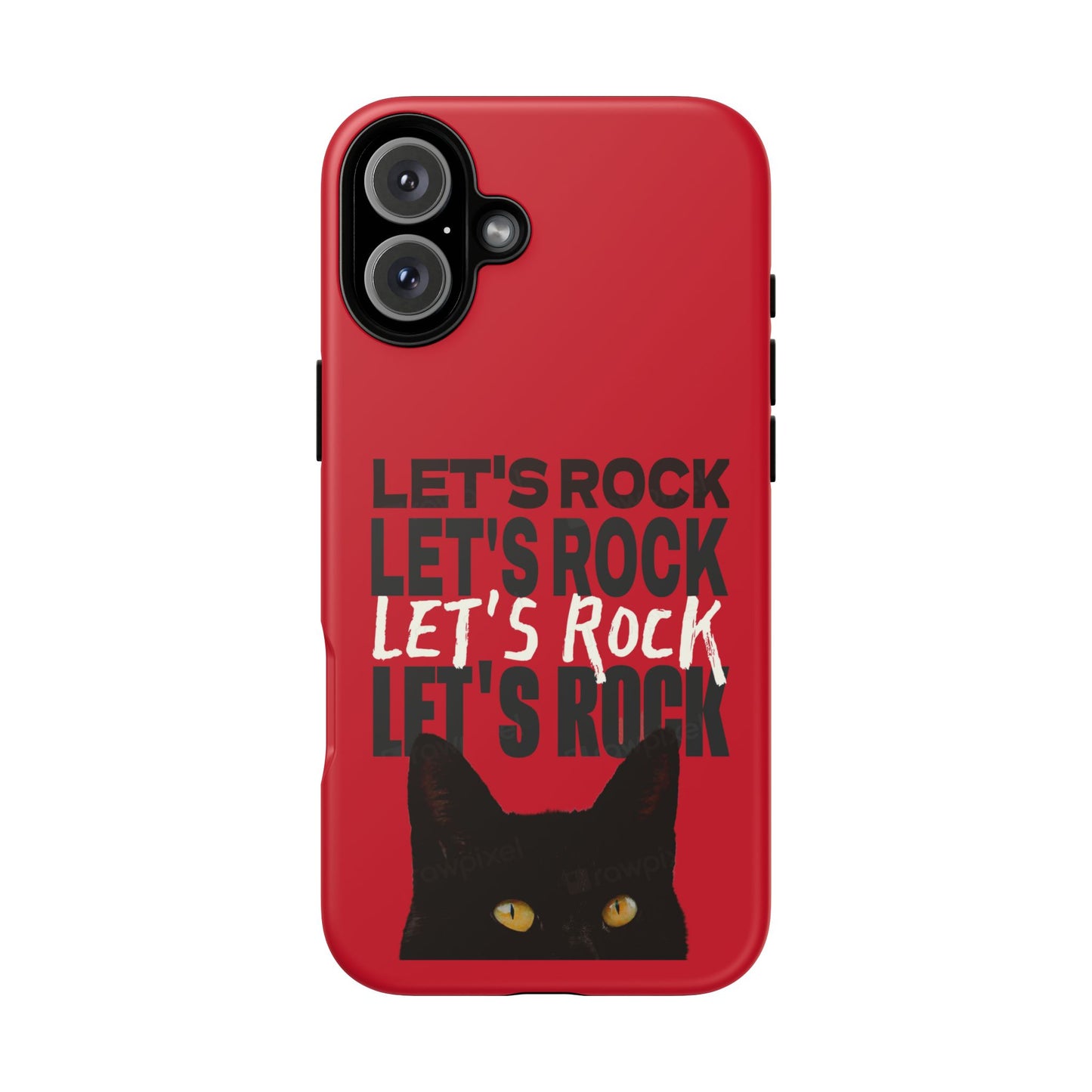 Black Cat Let's Rock Tough iPhone Case