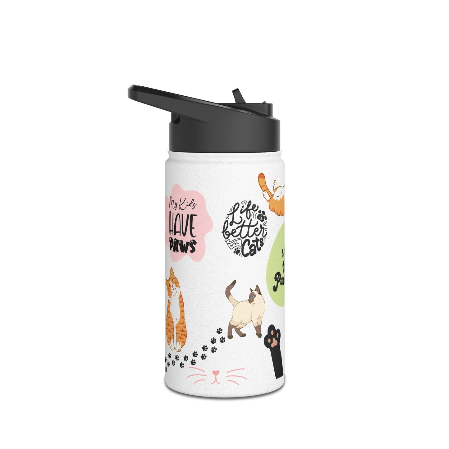 Feline Family Warm Whiskers & Words of Love - Stainless Steel Water Bottle