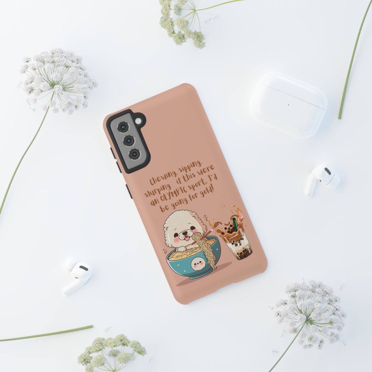 Dog Enjoying Ramen iPhone Tough Case – Cute and Fun Design for iPhone XR to iPhone 16 Pro Max
