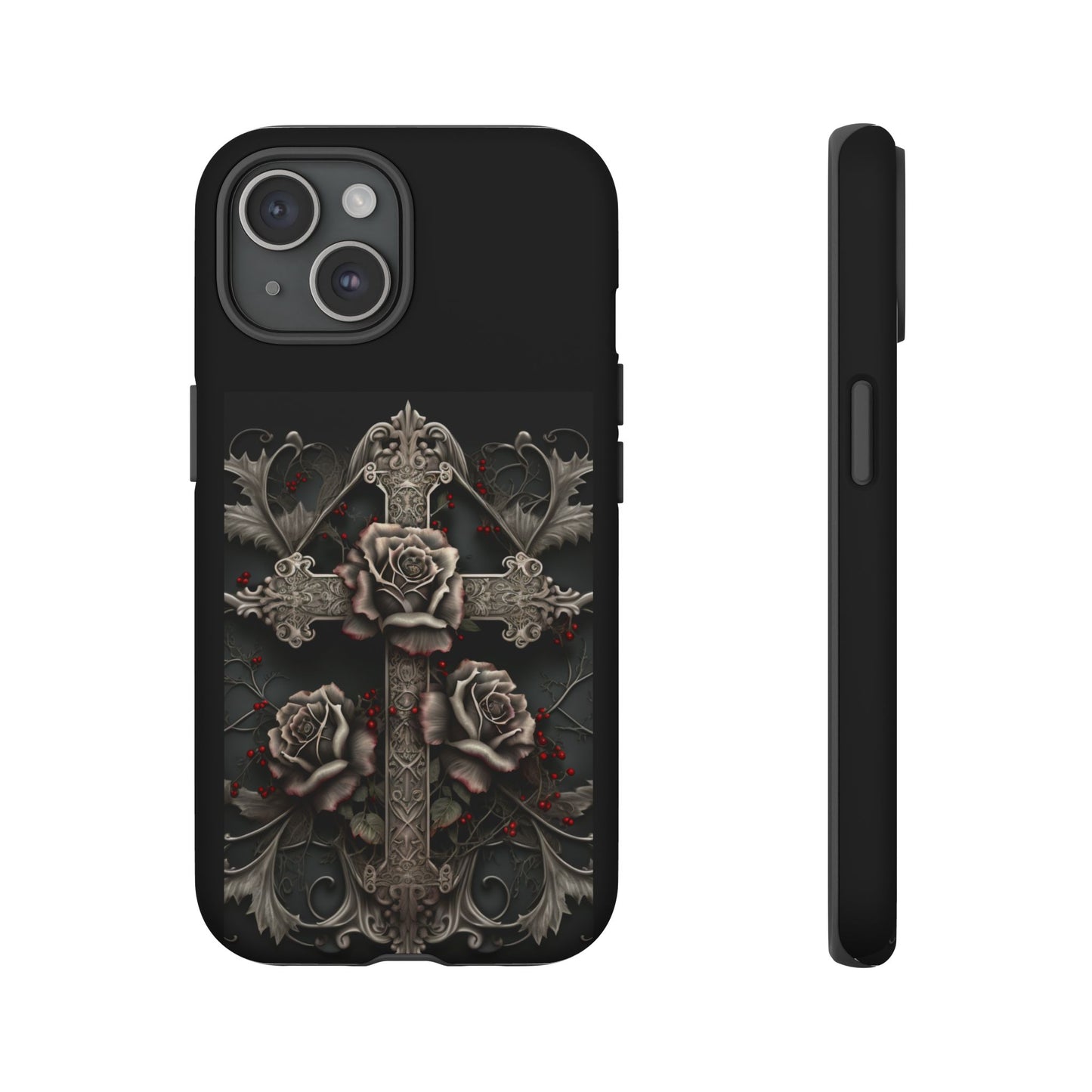 Gothic Elegance Cross Tough iPhone Case – Bold Protection with a Stylish Edge