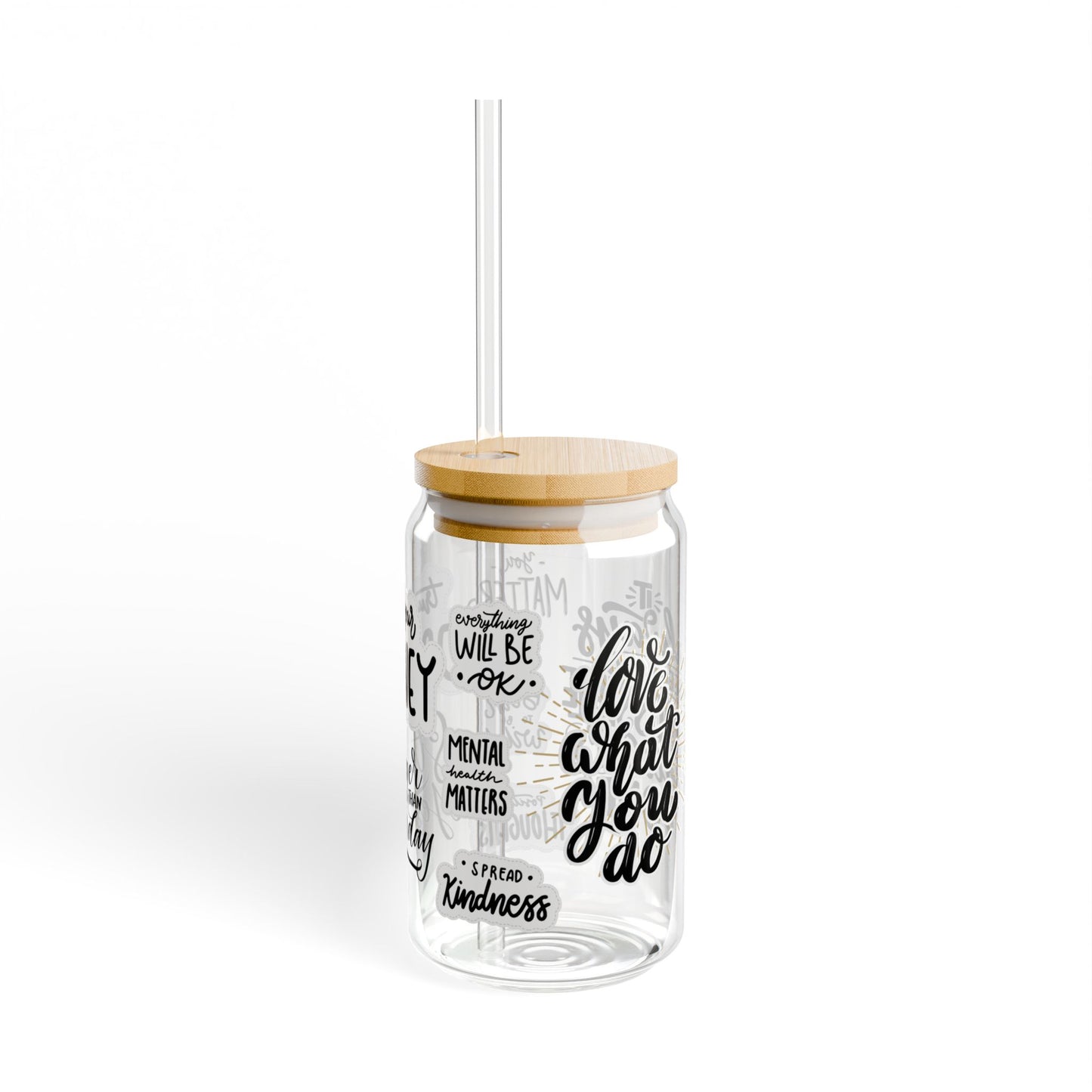 Daily Affirmations Glass Sipper Cup 16oz (473ml) / Empowerment Drinkware / Perfect Gift for Her