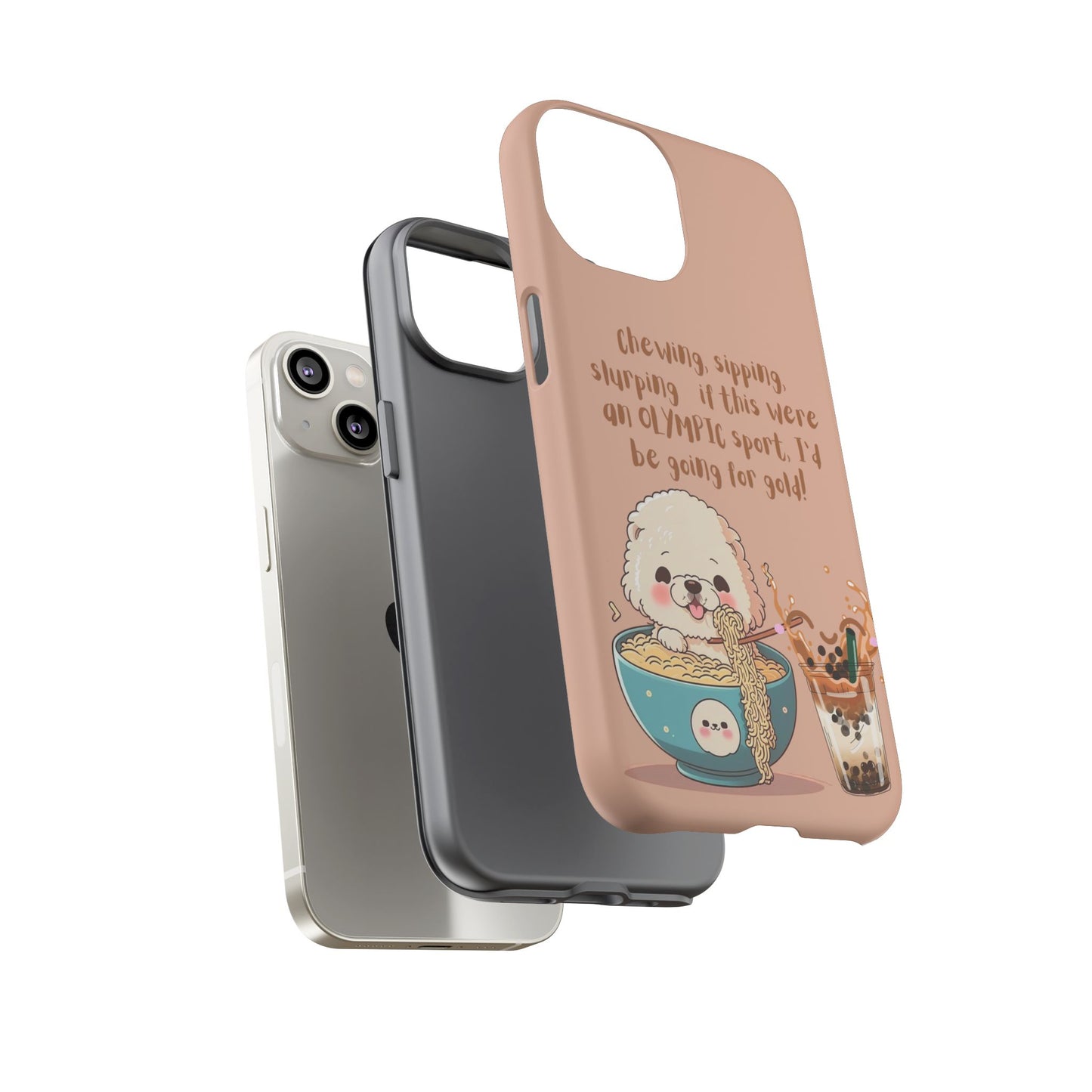 Dog Enjoying Ramen iPhone Tough Case – Cute and Fun Design for iPhone XR to iPhone 16 Pro Max