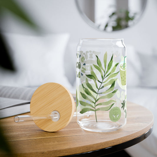 Believe in Yourself Eco-Friendly Glass Sipper Cup 16oz (473ml) / Inspirational Drinkware / Perfect Gift for Nature Lovers