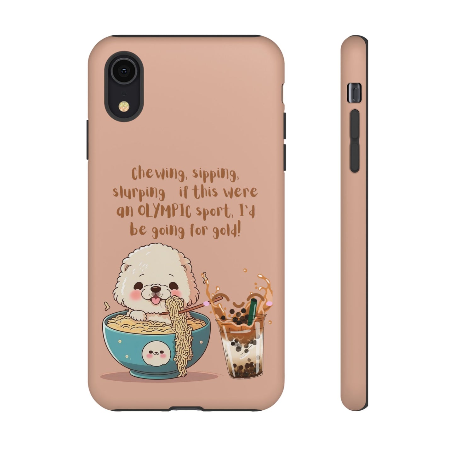 Dog Enjoying Ramen iPhone Tough Case – Cute and Fun Design for iPhone XR to iPhone 16 Pro Max
