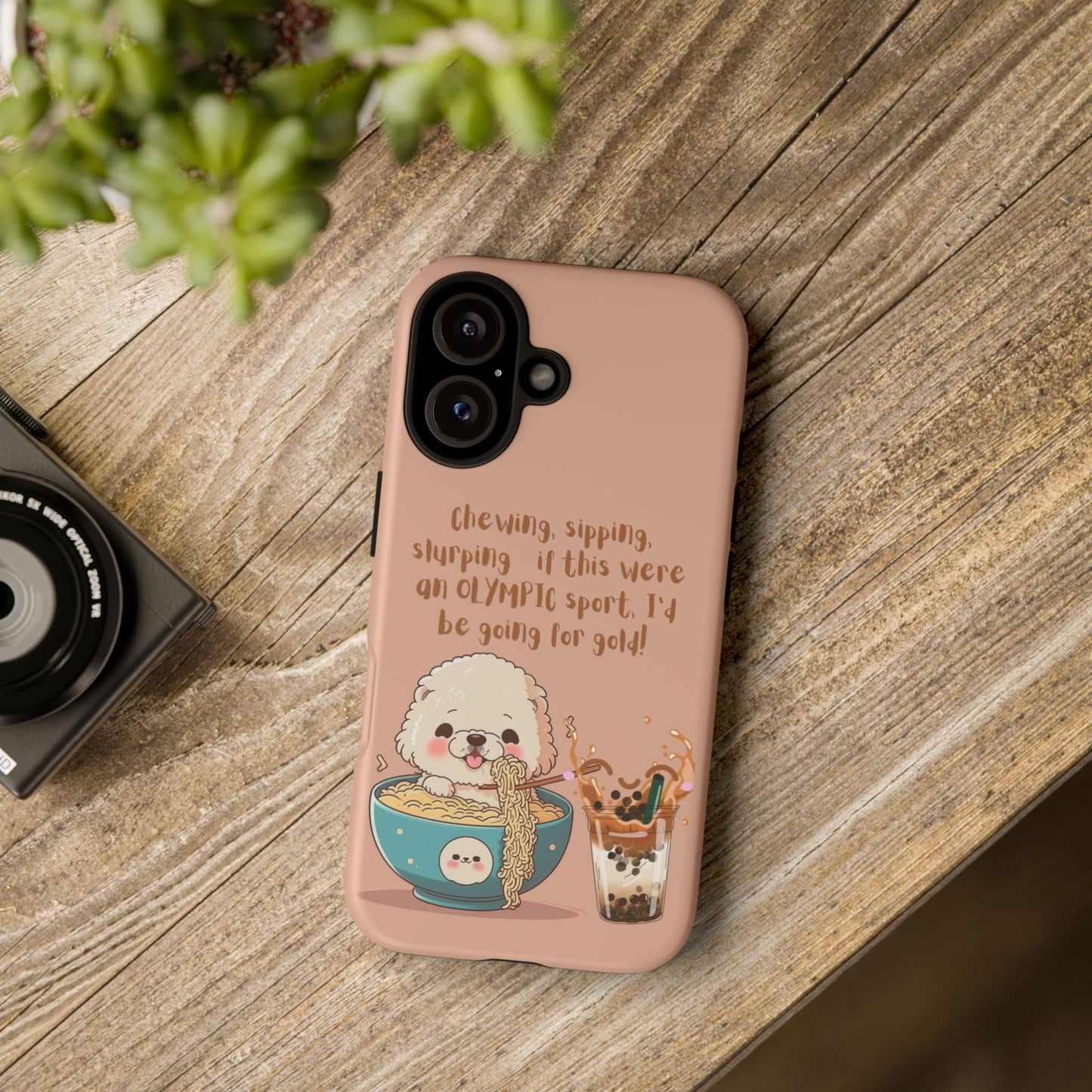 Dog Enjoying Ramen iPhone Tough Case – Cute and Fun Design for iPhone XR to iPhone 16 Pro Max