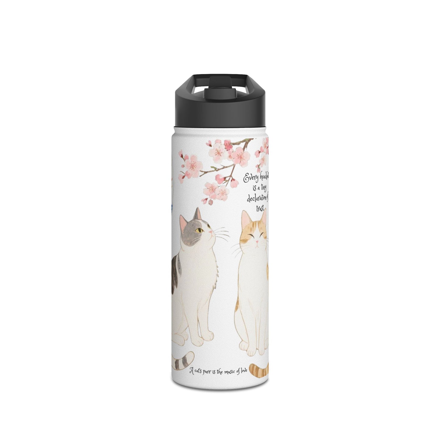 Whiskers in Porcelain: Cats in Japanese Elegance - Stainless Steel Water Bottle