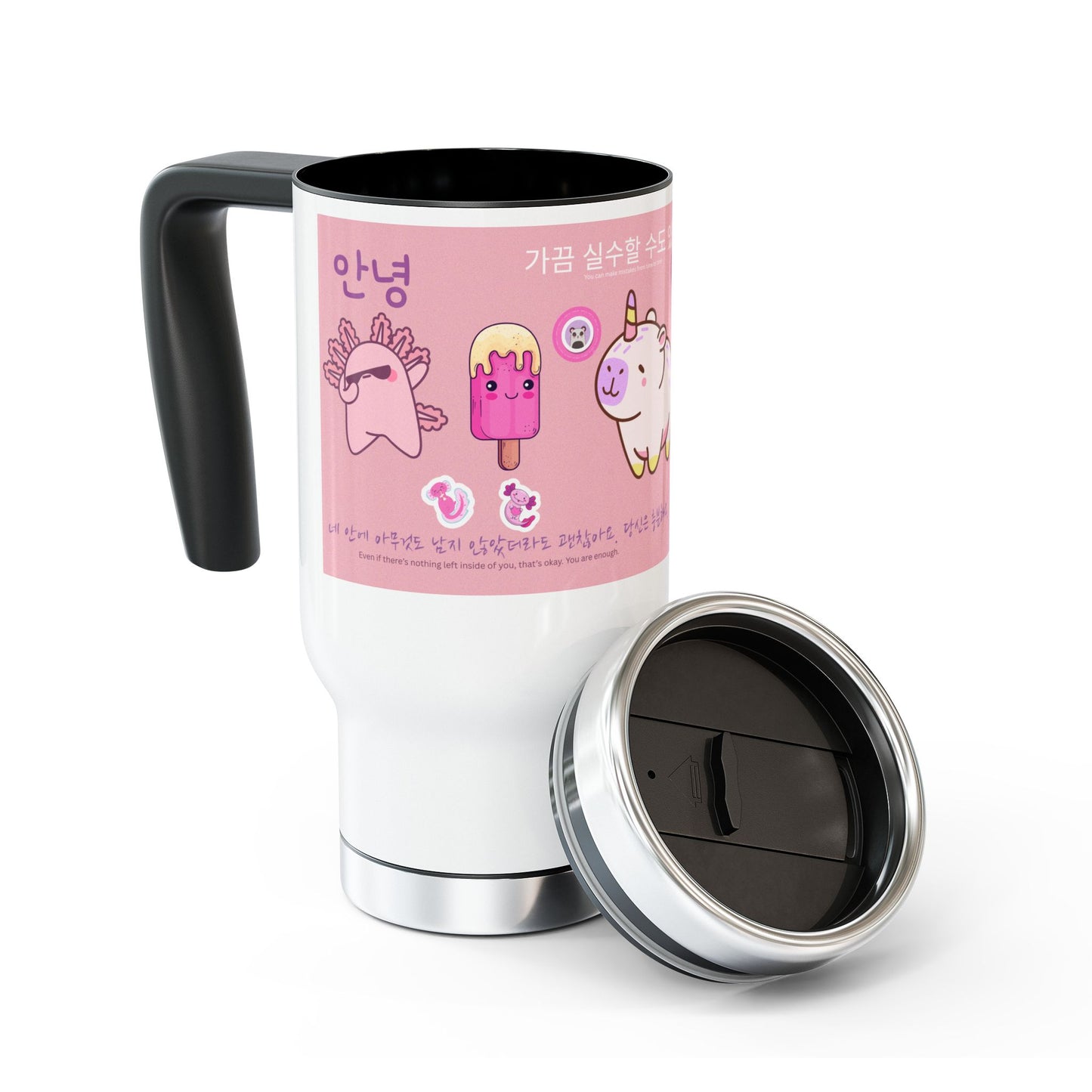 Travel Mug - breathe & be enough Water Bottle Kpop Design, 14oz