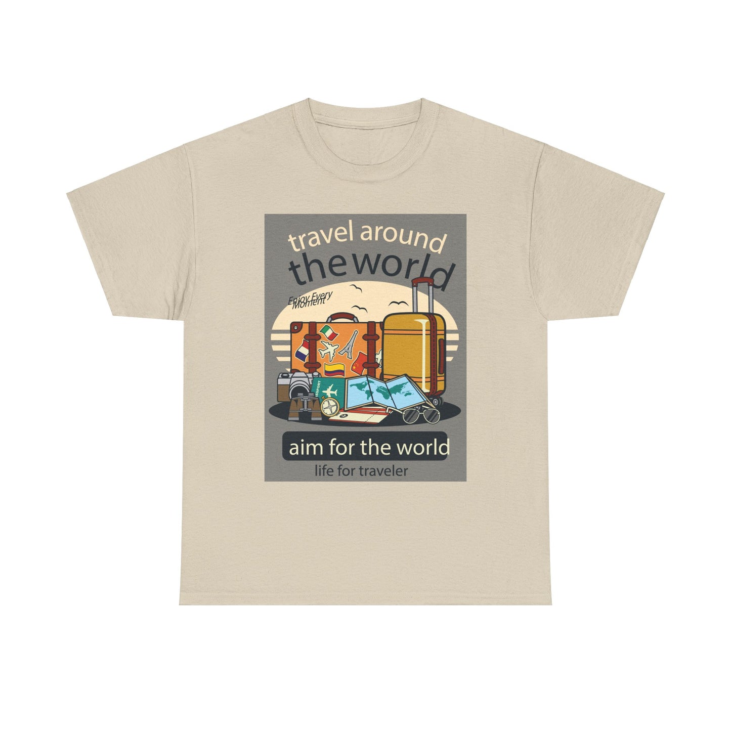 Travel Around The World - Unisex Heavy Cotton Tee