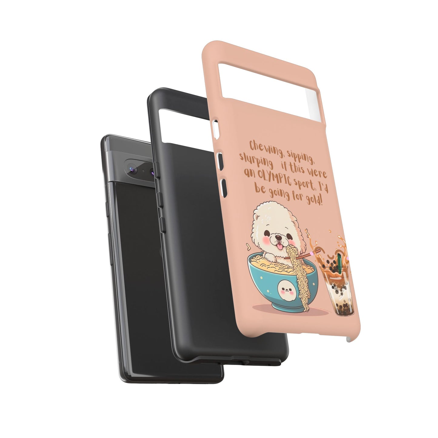 Dog Enjoying Ramen iPhone Tough Case – Cute and Fun Design for iPhone XR to iPhone 16 Pro Max