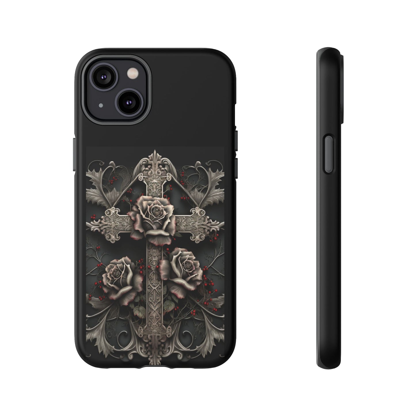 Gothic Elegance Cross Tough iPhone Case – Bold Protection with a Stylish Edge