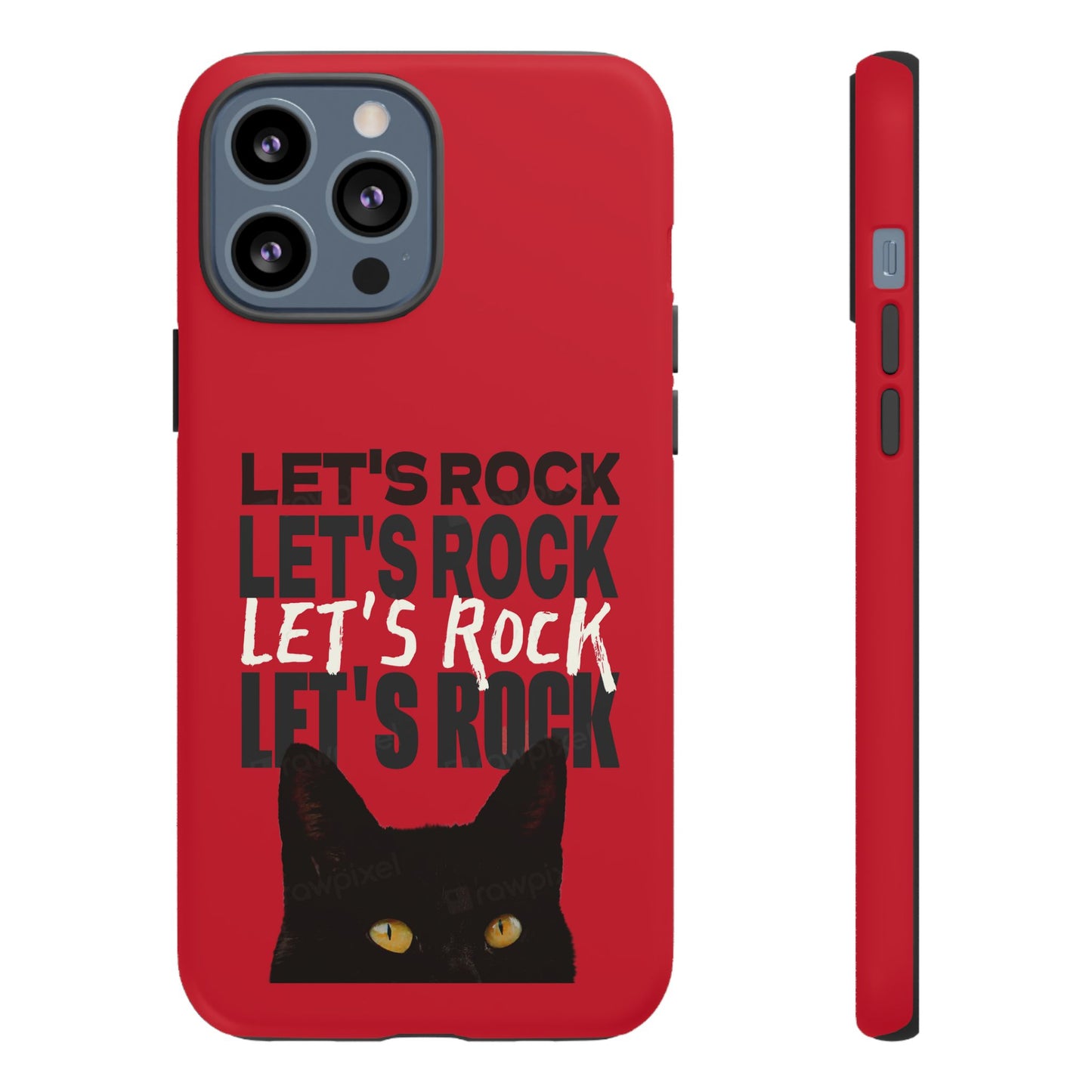 Black Cat Let's Rock Tough iPhone Case