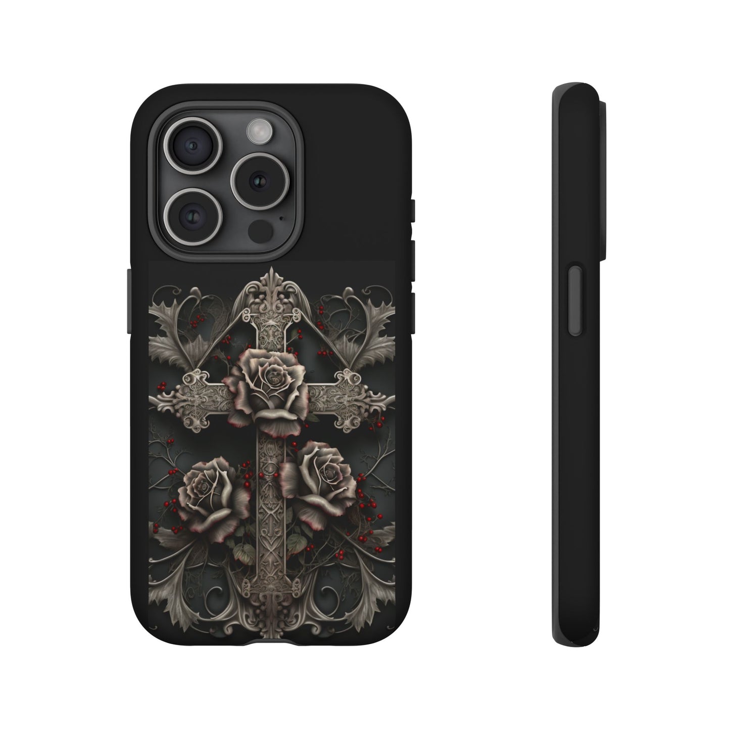 Gothic Elegance Cross Tough iPhone Case – Bold Protection with a Stylish Edge