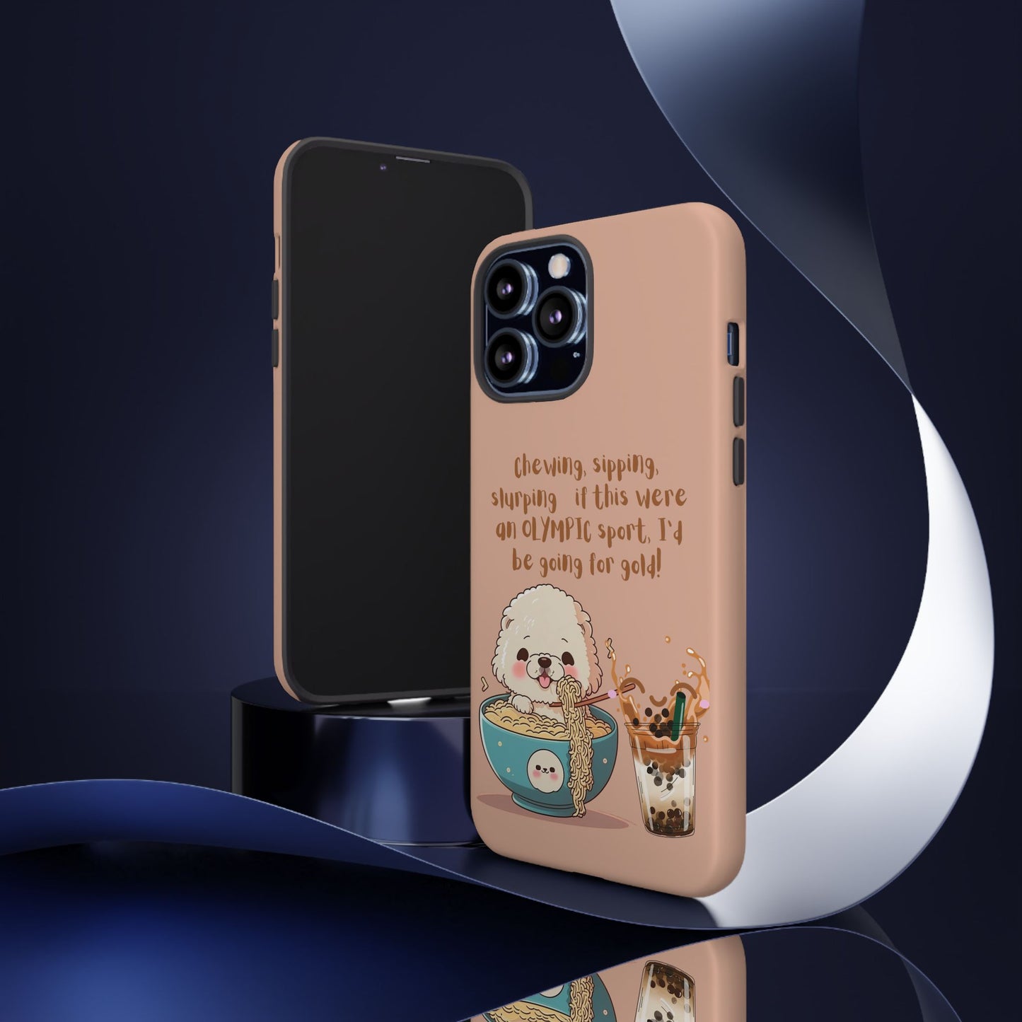Dog Enjoying Ramen iPhone Tough Case – Cute and Fun Design for iPhone XR to iPhone 16 Pro Max